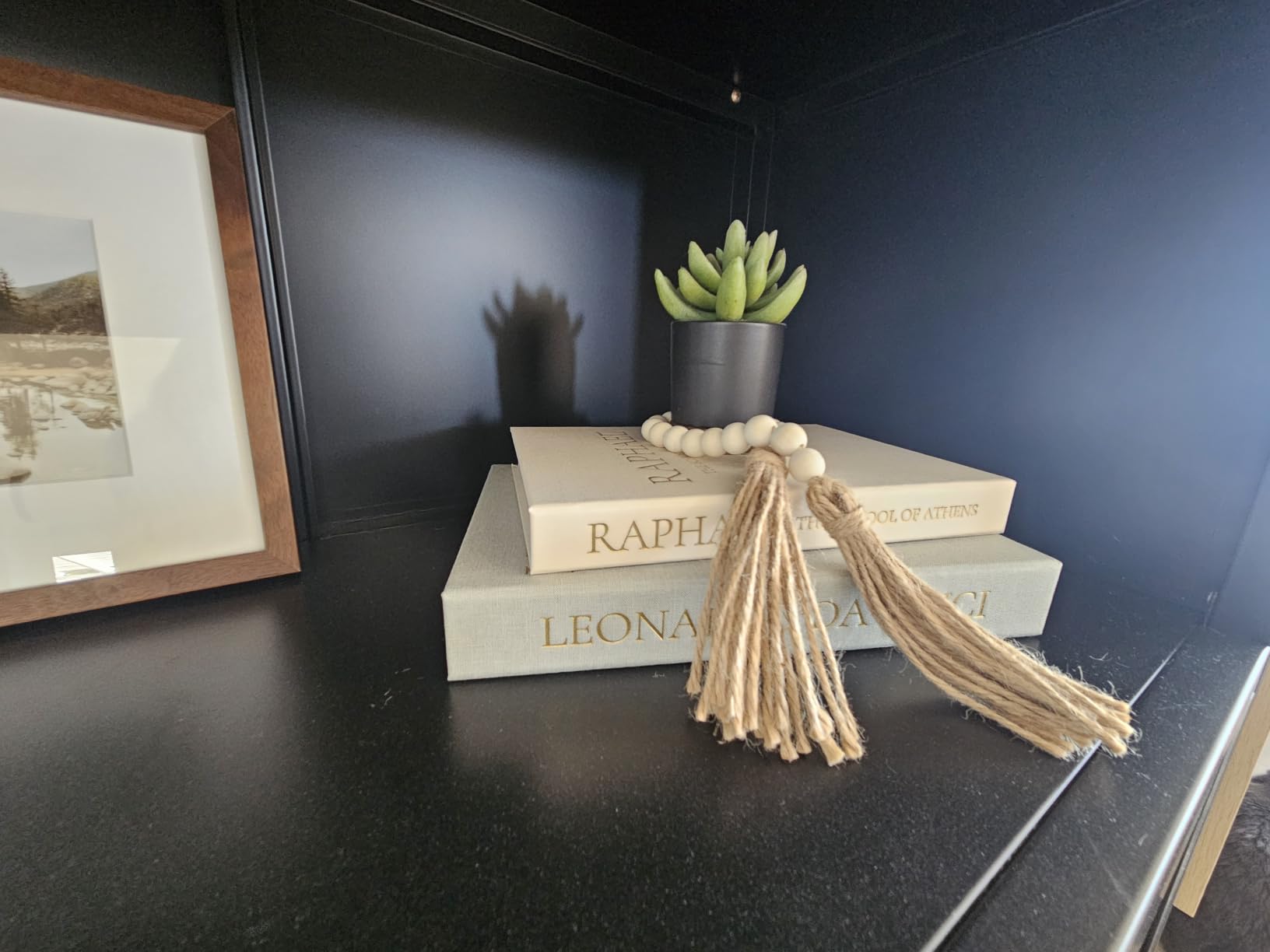 Decorative Books for Home Decor - Stackable Faux Book Box for Coffee Table Styling & Hidden Storage - Neutral Linen Fake Books as Display Riser for Shelf & Entryway (Set of 2, Van Gogh Art) customer photo 2