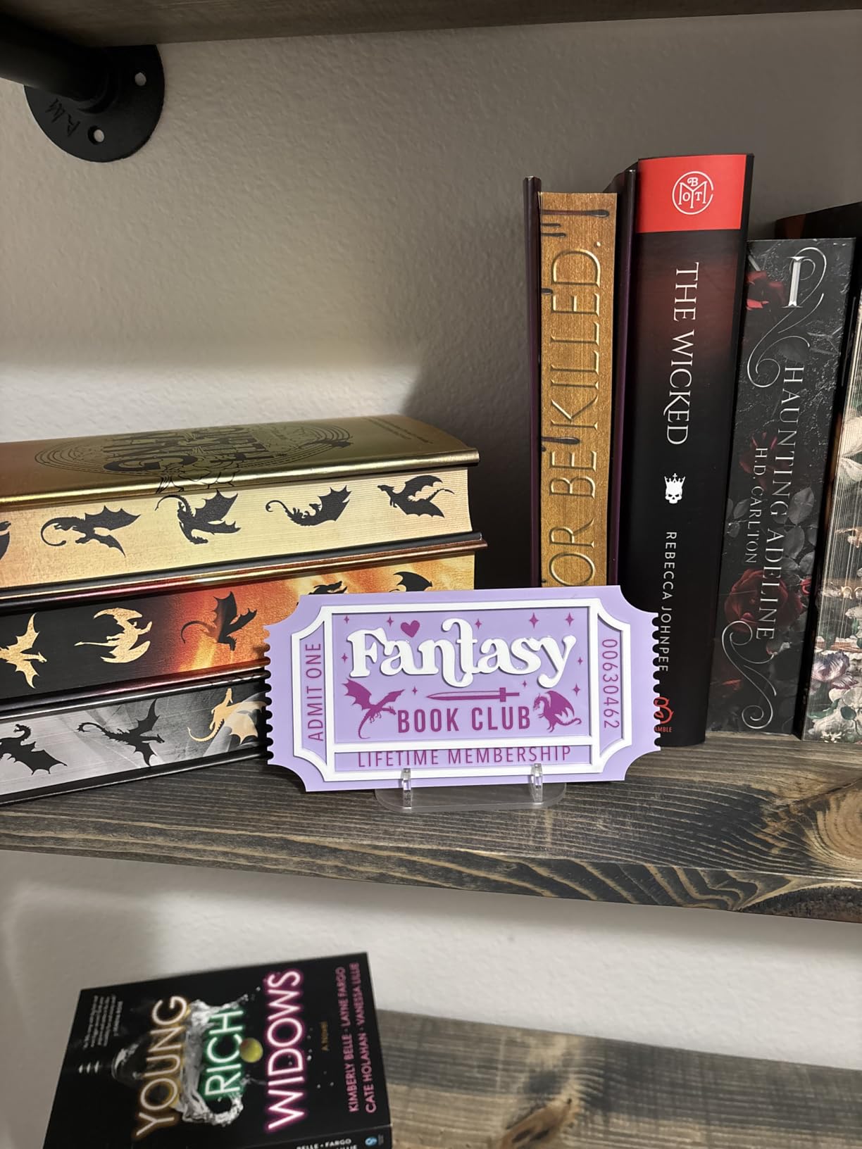 KACIOLA STUDIO Library Sign, Bookish Decor for Book Nook, Gifts for Booklovers/Reader/Women, Bookshelf Book Store Decor, Romantasy Gift (Fantasy) customer photo 1