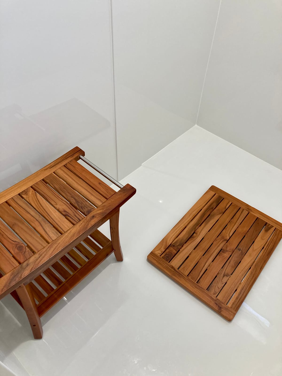 Utoplike Teak Shower Stool, Compact Showers Bench, Foot Rest Shaving Legs customer photo 1