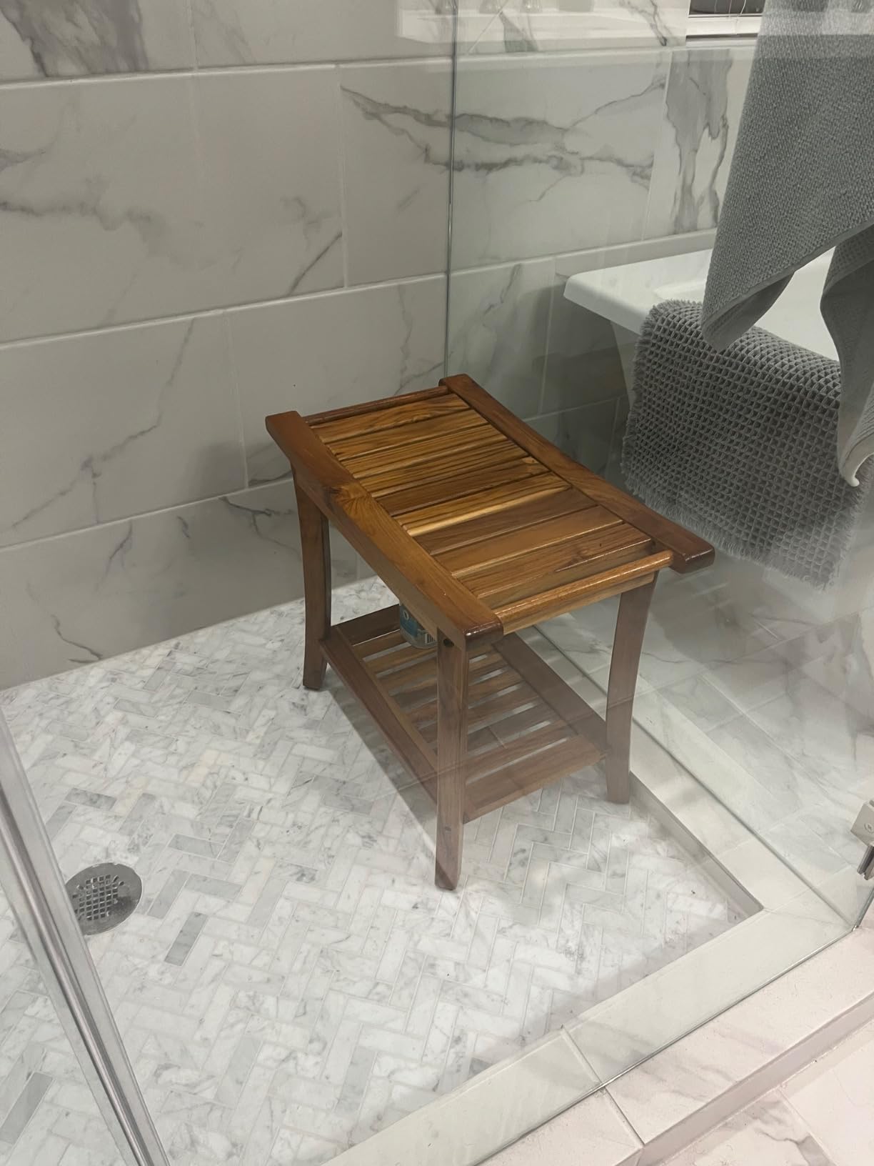 Utoplike Teak Shower Stool, Compact Showers Bench, Foot Rest Shaving Legs customer photo 2