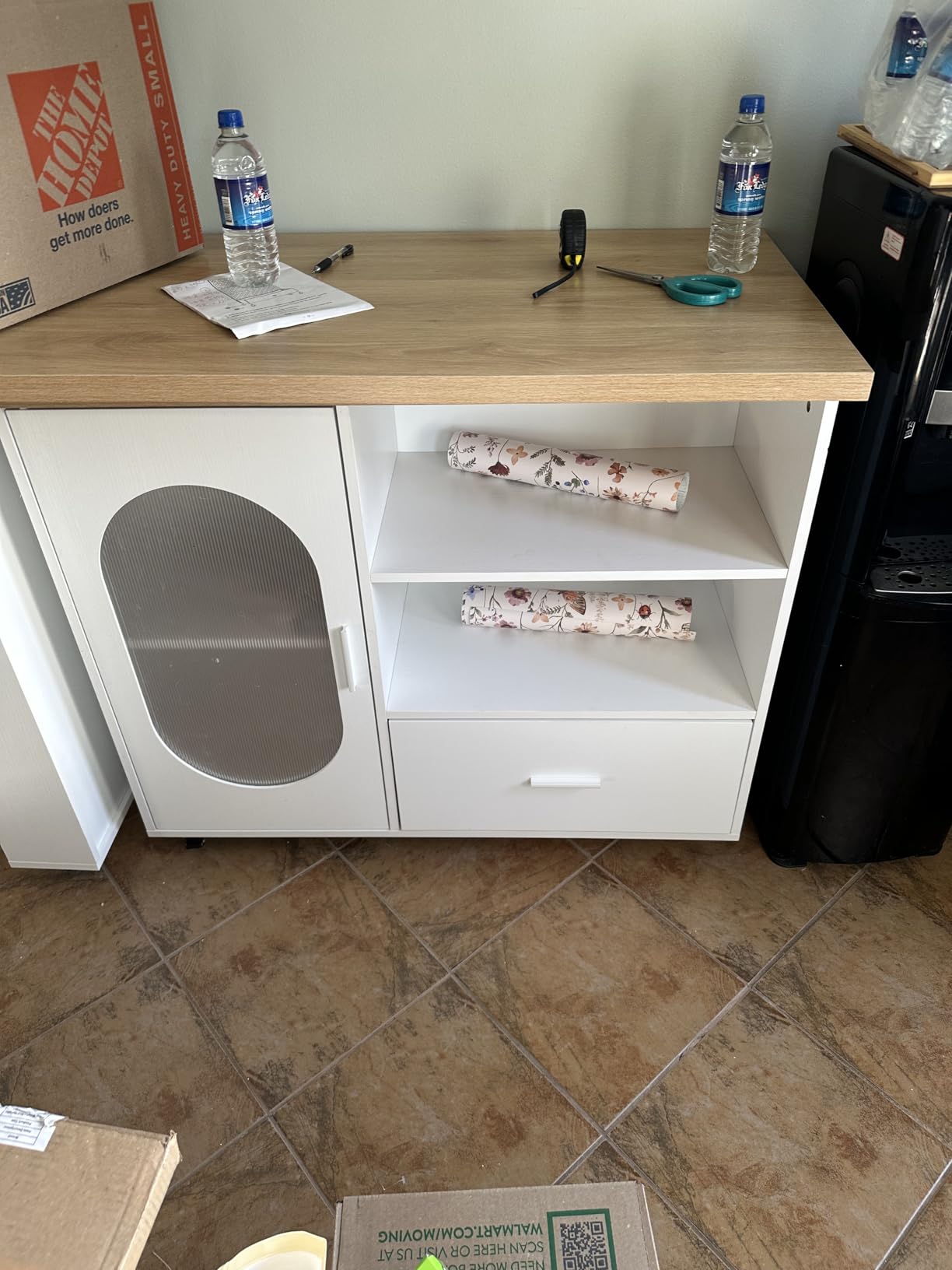HSH 72” Rolling Kitchen Island with Seating & Storage on Wheels, Black Oak customer photo 1