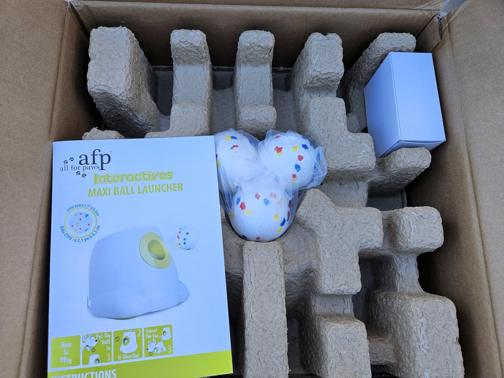 All for Paws Automatic Ball Launcher for Dogs, Interactive Pet ETPU Balls Outdoor Thrower for Medium to Large Dogs, Ball Throwing Machine for Dogs, 6 ETPU Balls Included(2.5