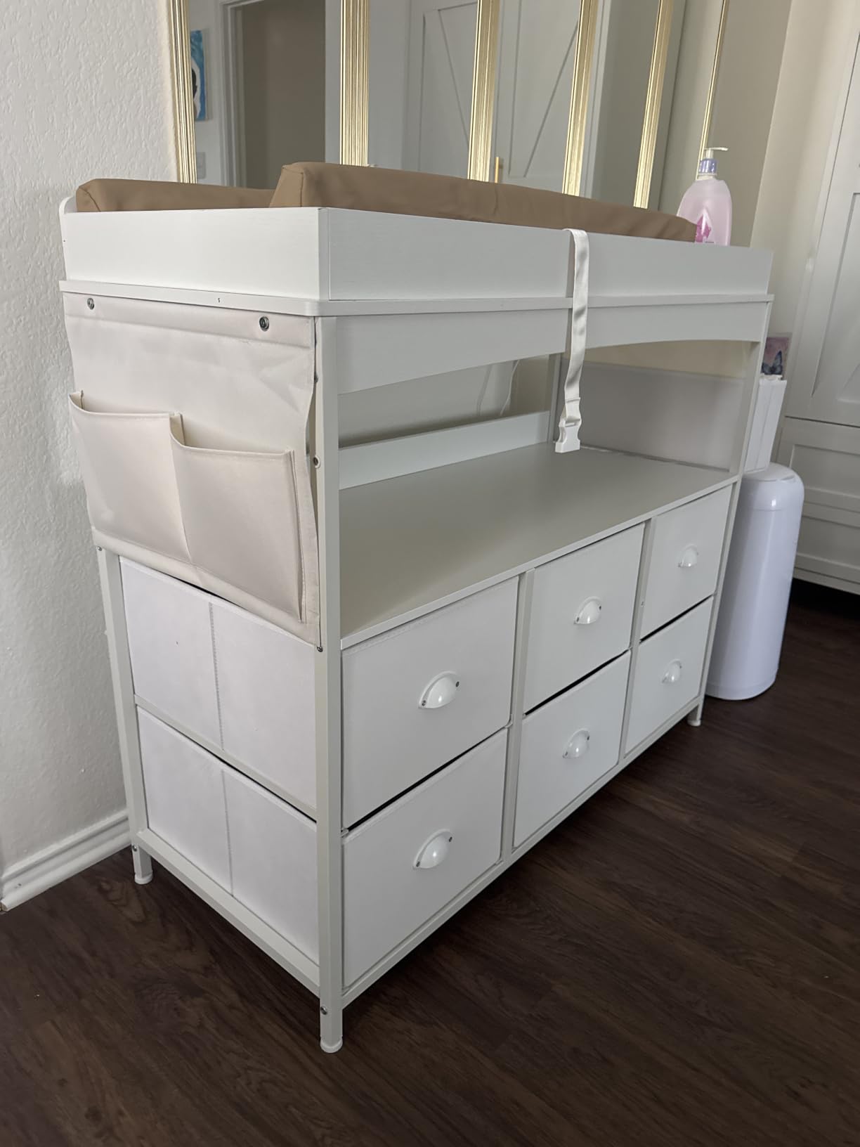 Baby Changing Table with Storage, Changing Table Dresser, Diaper Changer Crib Sleeper Fabric Drawers, Storage Dividers, Diapers Bags for Nursery Modern (6 Drawers/White) customer photo 2