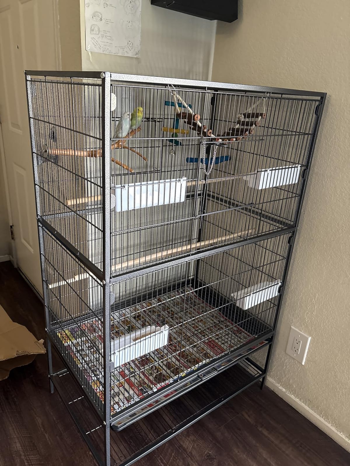 VEVOR Bird Cage, 32.7 x 31.1 x 82.7 inch, Open Flat Top, Wrought Iron Bird Flight Cage with Perches, Slide-Out Tray, Plastic Feeders, for Cockatiel, Monk Parakeet, Amazon Parrot, African Grey Parrot customer photo 2