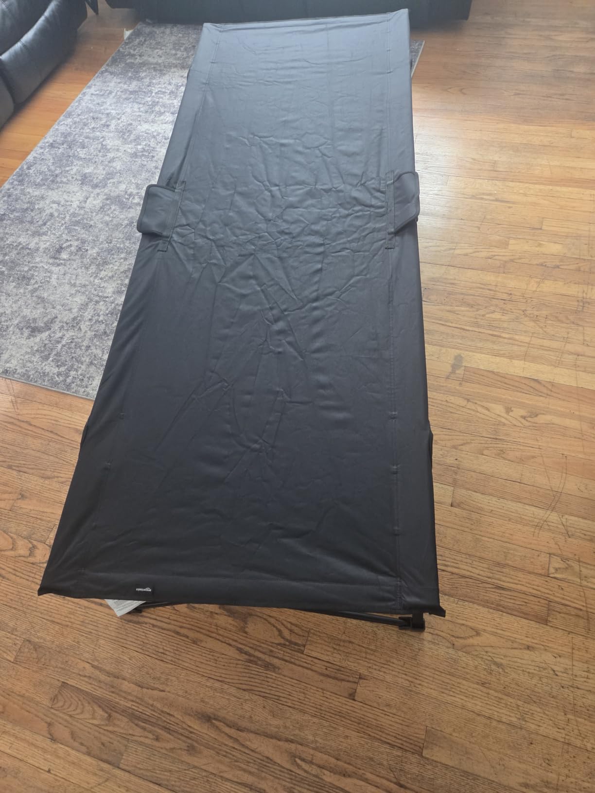 Amazon Basics Folding Camping Cot for Adults, 81.5 x 30.4 Inch Twin Size Steel Frame, 350 lb Capacity, Portable with Carry Bag, Black customer photo 1