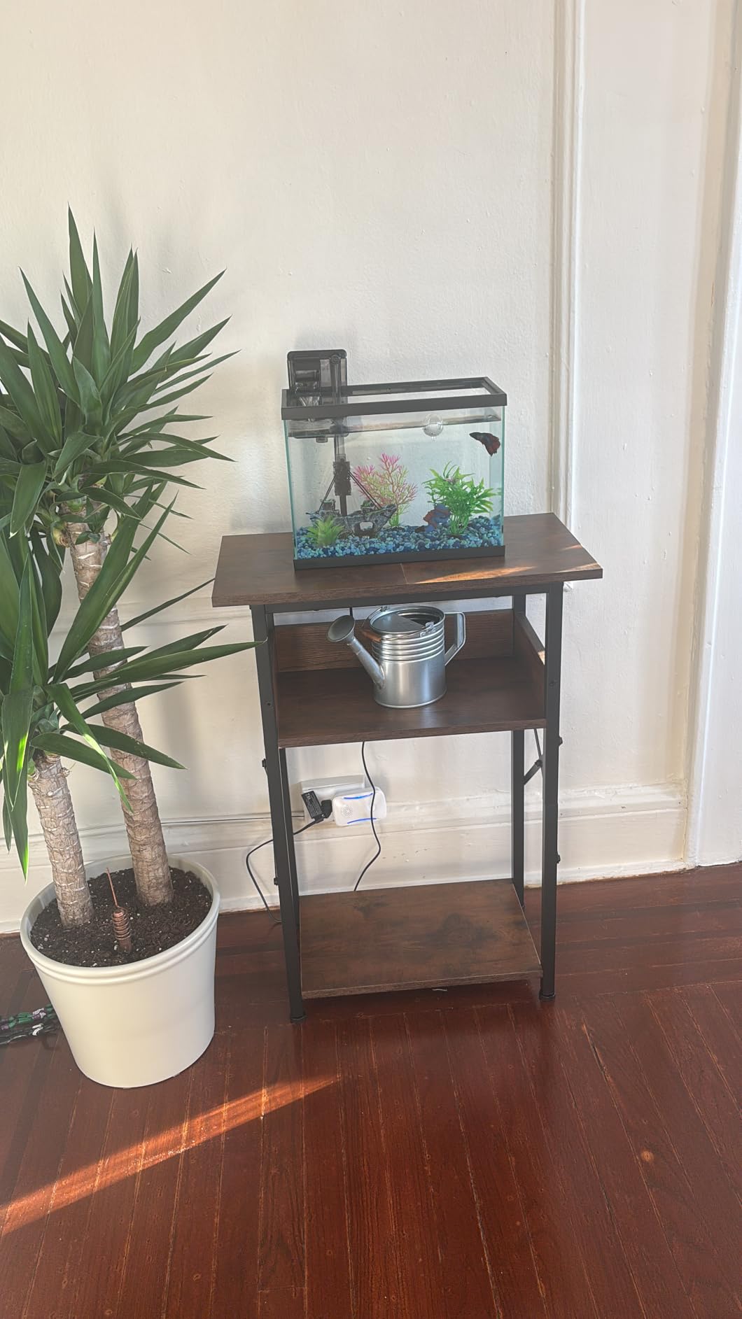 5-10 Gallon Fish Tank Stand with Storage Shelves, 3-Tier Aquarium Stand with Rust-Proof Metal Frame, Heavy Duty Waterproof Reptile Turtle Tank Stand for Home Office Up to 150LBS, 21.5