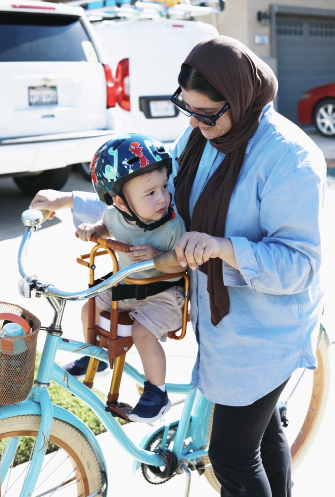 Kids Bike Seat, New Aluminum Alloy Child Bike Seat, Portable Foldable Front Mounted Child Bicycle Seats, Mountain Bike Kids Safety Seat Suitable for Hybrid Cruiser Bicycles customer photo 2