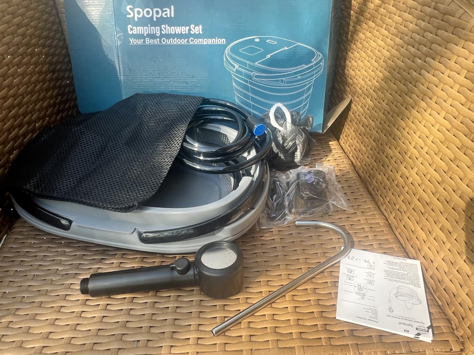 Portable Integrated Camping Shower Kit with 20L Foldable Bucket, 13000mAh | Rechargeable Electric Shower Pump, IPX8 Waterproof, Strong Water Flow with Fruit Washing Mode for Camping, Beach, Pet Bath, Car customer photo 2