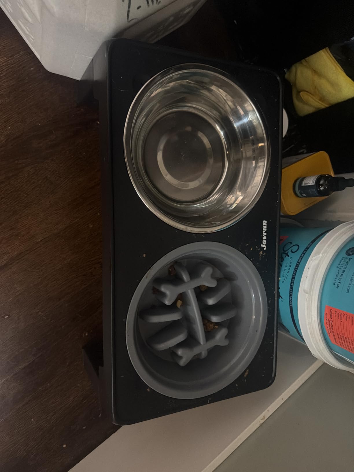 Jovrun Elevated Dog Bowls for Medium Large Size Dogs, Non-Slip Dog Feeder with 2 Stainless Steel Dishes, 5 Heights Adjustable Raised Bowls to 3.15″-8.66″-9.84″-11.02″-12.2″ customer photo 1