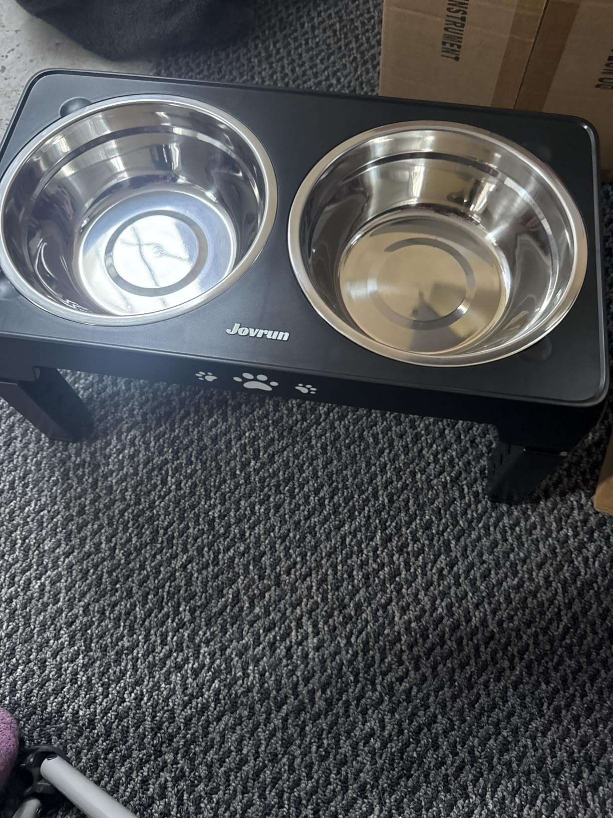 Jovrun Elevated Dog Bowls for Medium Large Size Dogs, Non-Slip Dog Feeder with 2 Stainless Steel Dishes, 5 Heights Adjustable Raised Bowls to 3.15″-8.66″-9.84″-11.02″-12.2″ customer photo 2