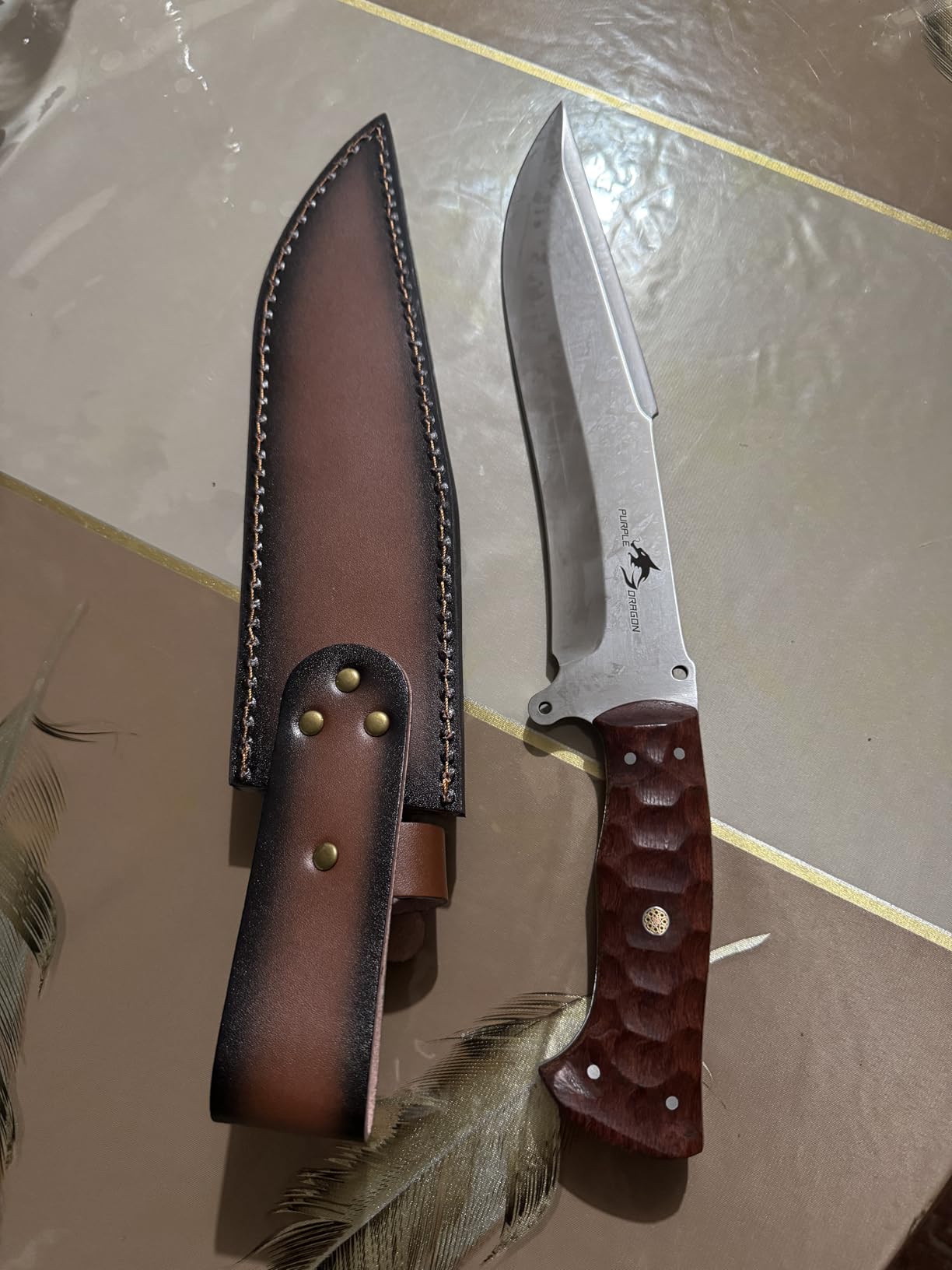 Purple Dragon Heavy Duty Machete -6 Inch Outdoor Knife with Sheath | Forged from a Single Piece of D2 Steel, Full Tang Wood Handle, Gift Box, for Bushcraft, Camping Outdoor and Yard Work customer photo 2