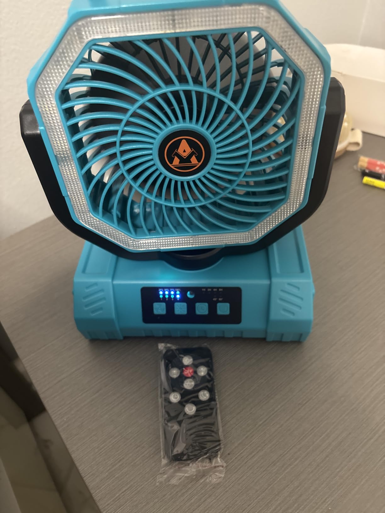 Camping Fan Rechargeable - 20000mAh Cordless Battery Powered Portable Fan with LED Lantern, Remote Auto Oscillating Wireless Fan USB Rechargeable Tent Fan for Travel Outdoor Cooling Car Home (Black) customer photo 1
