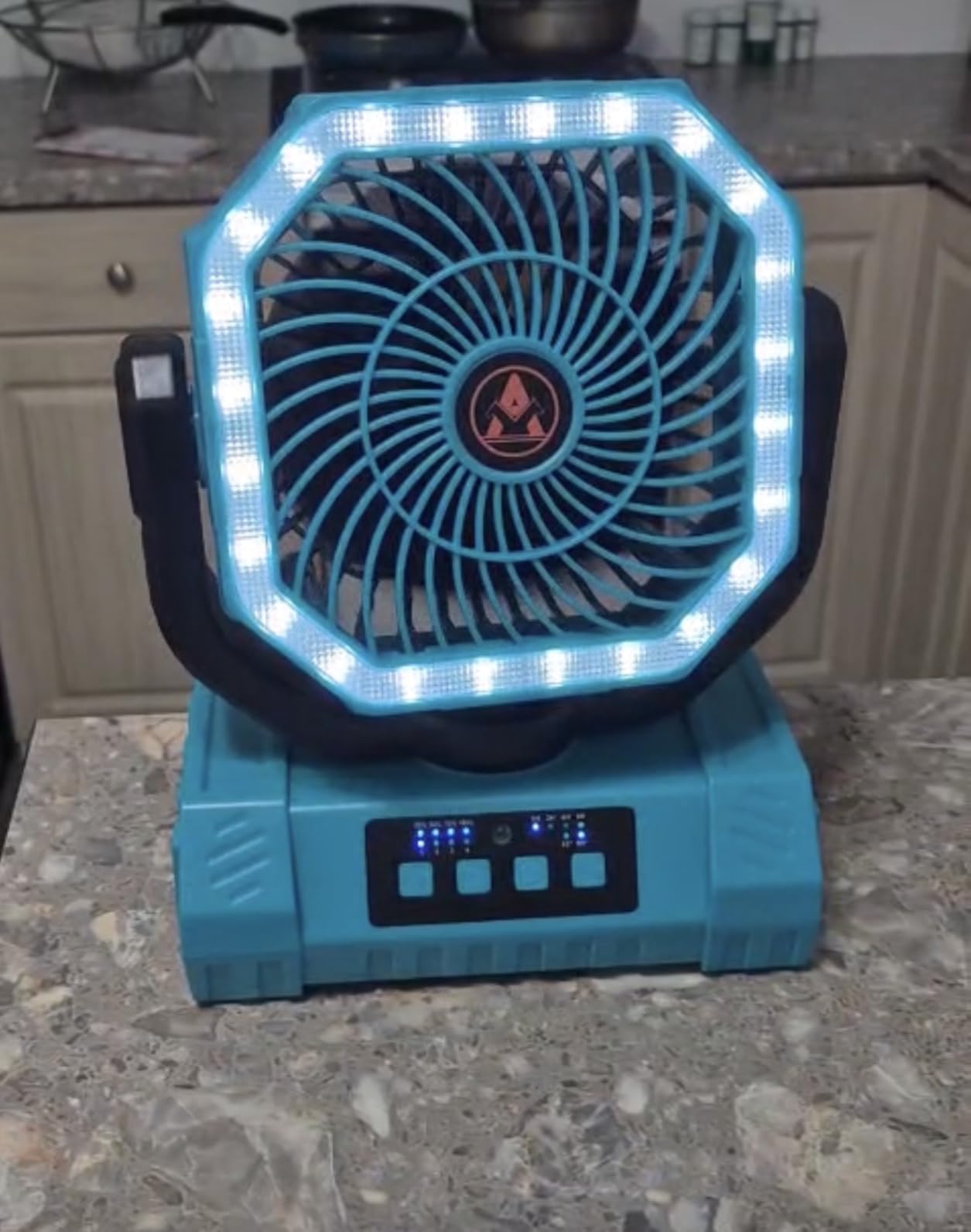 Camping Fan Rechargeable - 20000mAh Cordless Battery Powered Portable Fan with LED Lantern, Remote Auto Oscillating Wireless Fan USB Rechargeable Tent Fan for Travel Outdoor Cooling Car Home (Black) customer photo 2