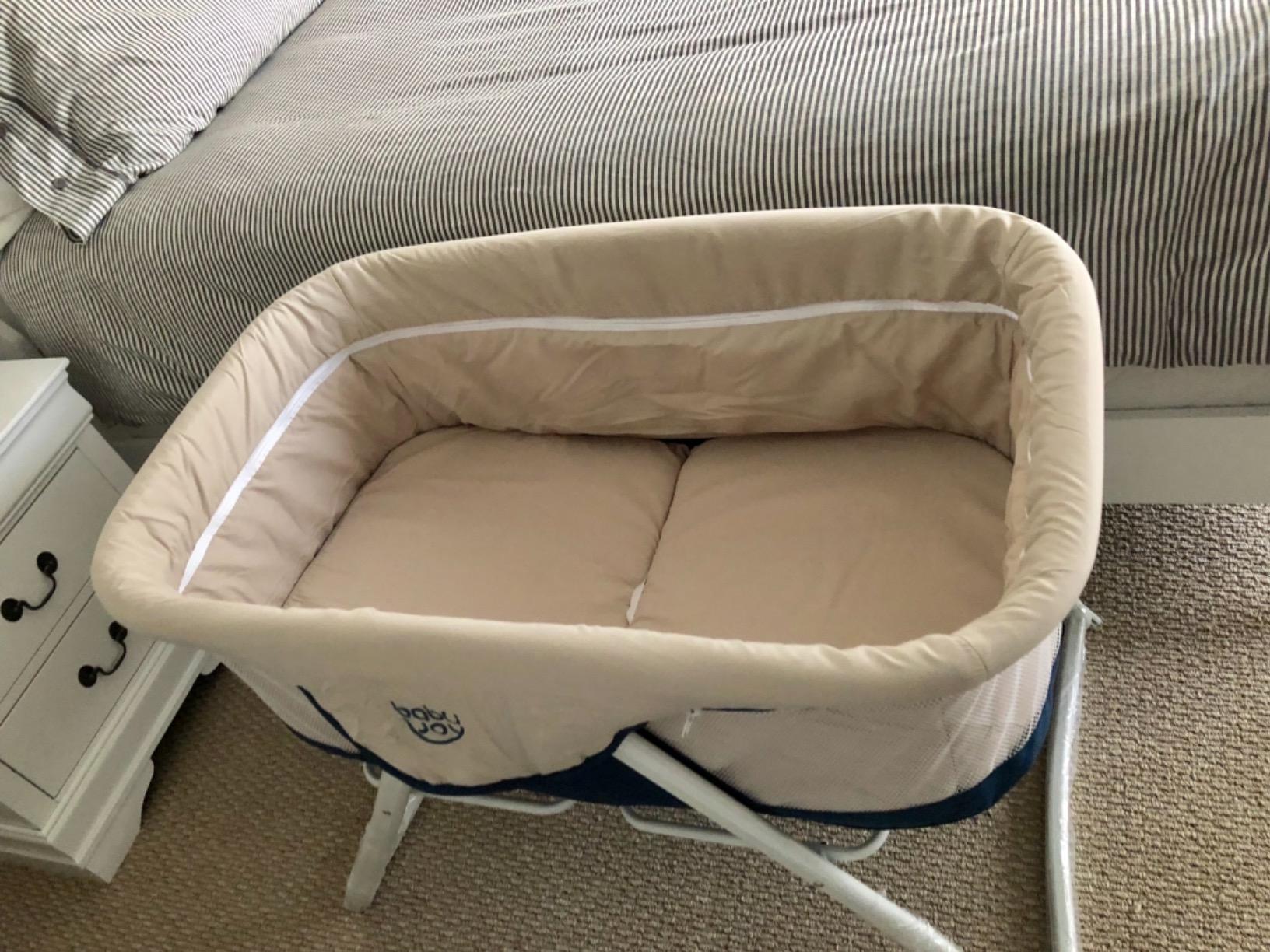 BABY JOY 2 in 1 Bassinet, Foldable Bedside Crib with Breathable Mesh, Comfortable Mattress, Zippered Net Canopy & Portable Bag, Bassinet Bedside Sleeper for Baby, Infant & Newborn (Beige) customer photo 1