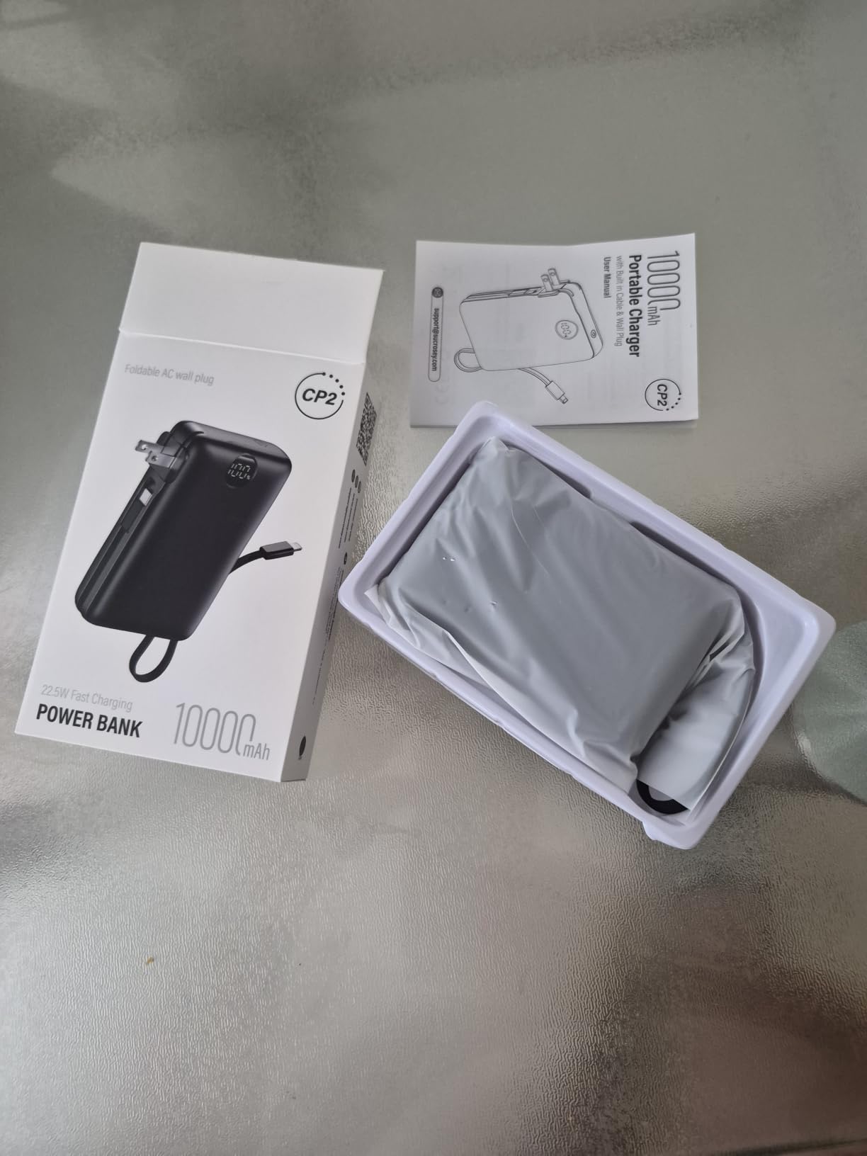 Portable Charger Power Bank 10000mAh, 45% Smaller Built-in Cables & AC Plug customer photo 1