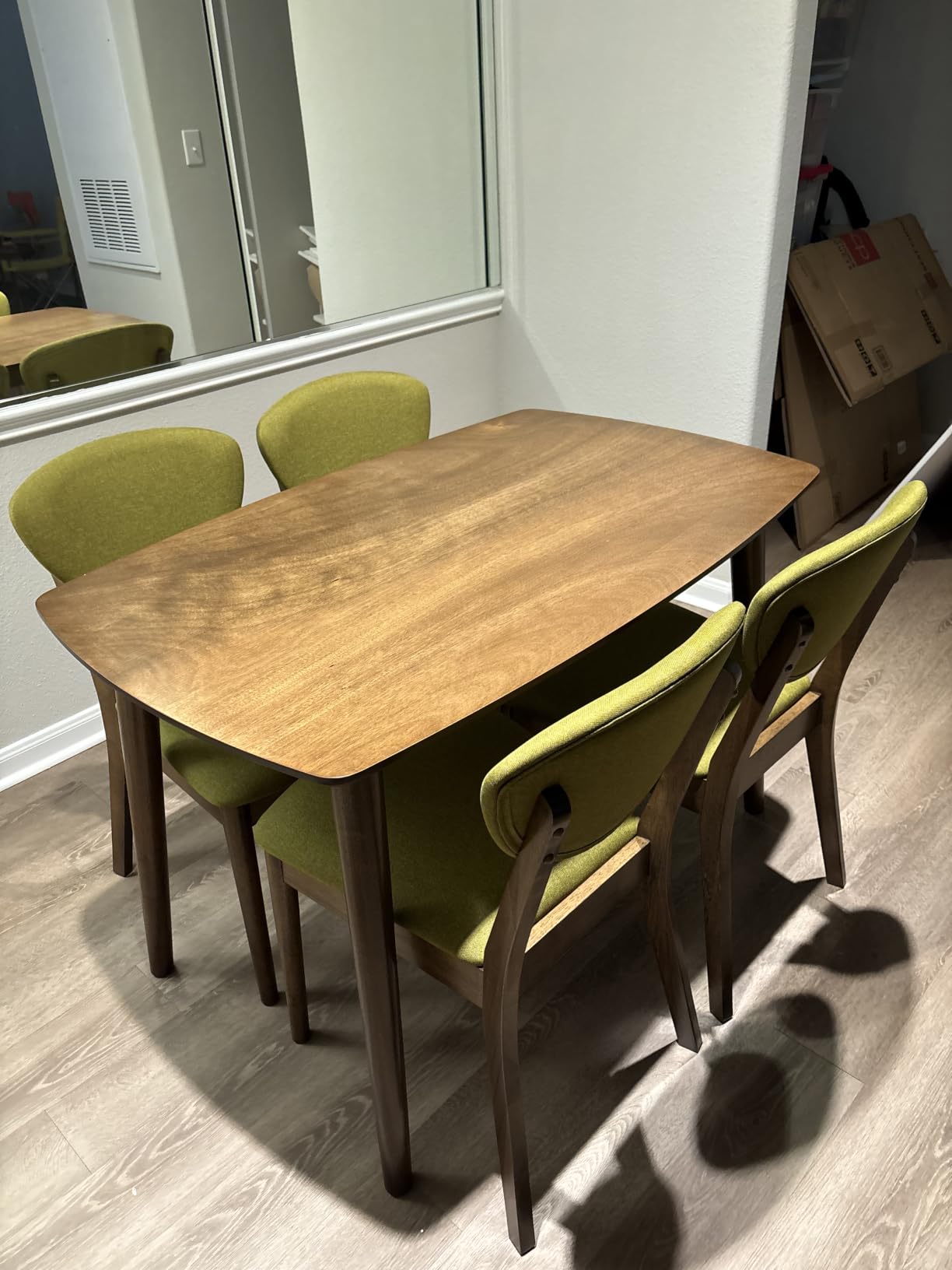 Best Choice Products 5-Piece Dining Set, Compact Mid-Century Modern Table & Chair Set for Home, Apartment w/ 4 Chairs, Padded Seats & Backrests, Wooden Frame - Walnut/Oatmeal customer photo 1