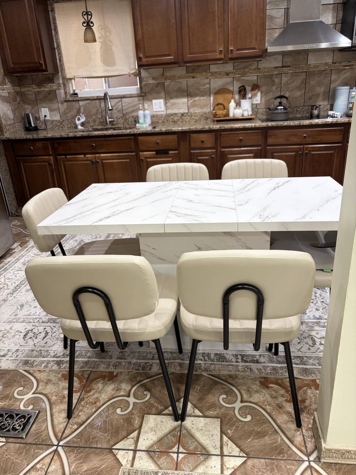 OLIXIS Dining Chairs Set of 4, Upholstered Kitchen Chairs, Brown customer photo 2