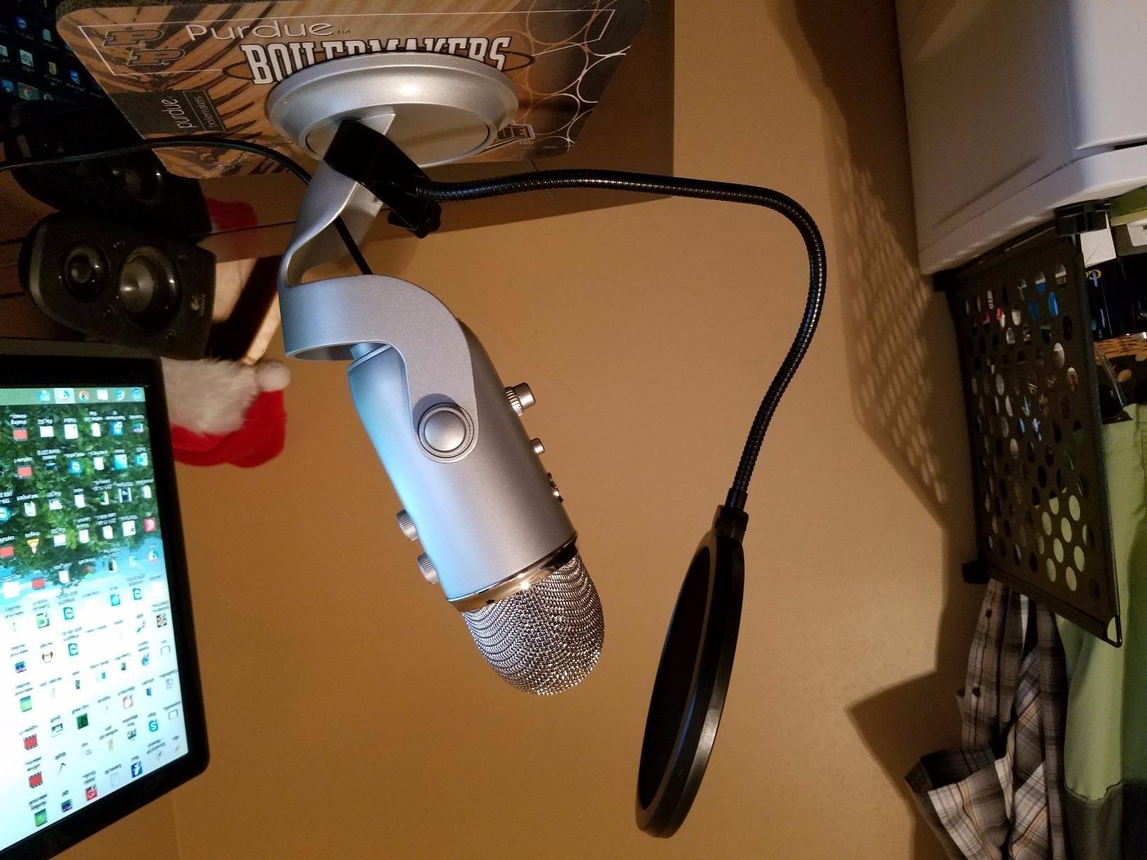 Dragonpad USA Microphone Pop Filter, for Blue Yeti, Blue Snowball - Flexible Gooseneck Microphone Mount and Double Layer Sound Shield Guard Windscreen customer photo 1