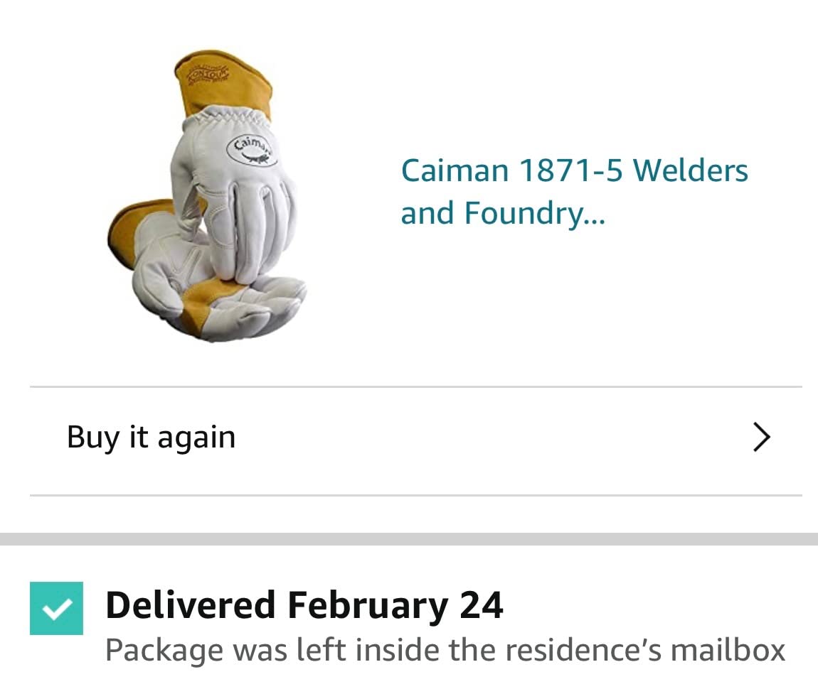 Caiman Premium Goat Grain TIG/MIG Welding Gloves with Wool Insulated Back, Scalloped Cuff, Boarhide Palm, Unlined, Reinforced Thumb, Kevlar, Kontour Design, White/Gold, Large (1871-5) customer photo 2