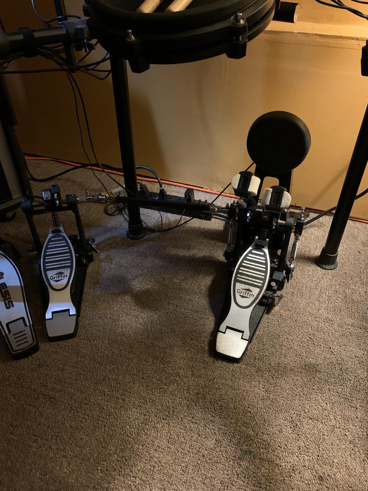 GRIFFIN Double Bass Drum Pedal (Quick-Kick Series) – Heavy-Duty Foot Board Set, Twin Chain with Quad Beaters for Rock & Metal Drumming customer photo 1