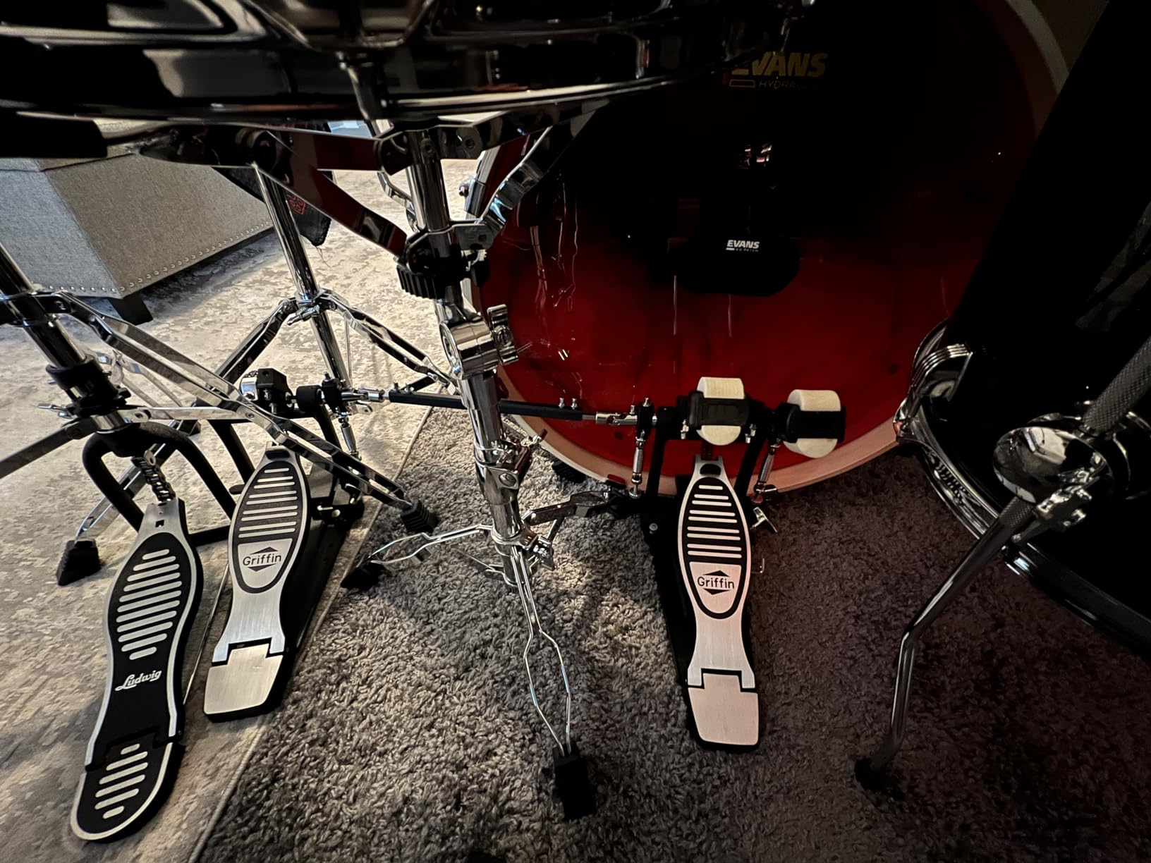 GRIFFIN Double Bass Drum Pedal (Quick-Kick Series) – Heavy-Duty Foot Board Set, Twin Chain with Quad Beaters for Rock & Metal Drumming customer photo 2