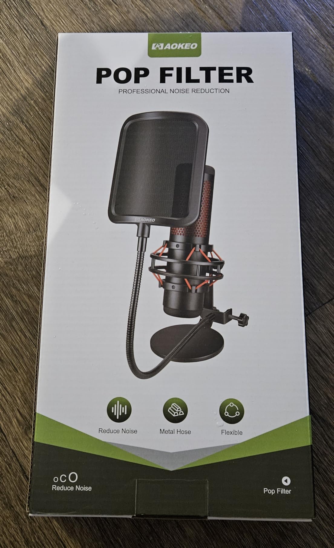 Aokeo Professional Microphone Pop Filter Mask Shield For Blue Yeti and Any Other Microphone,Mic Dual Layered Wind Pop Screen With Flexible 360° Gooseneck Clip Stabilizing Arm customer photo 1