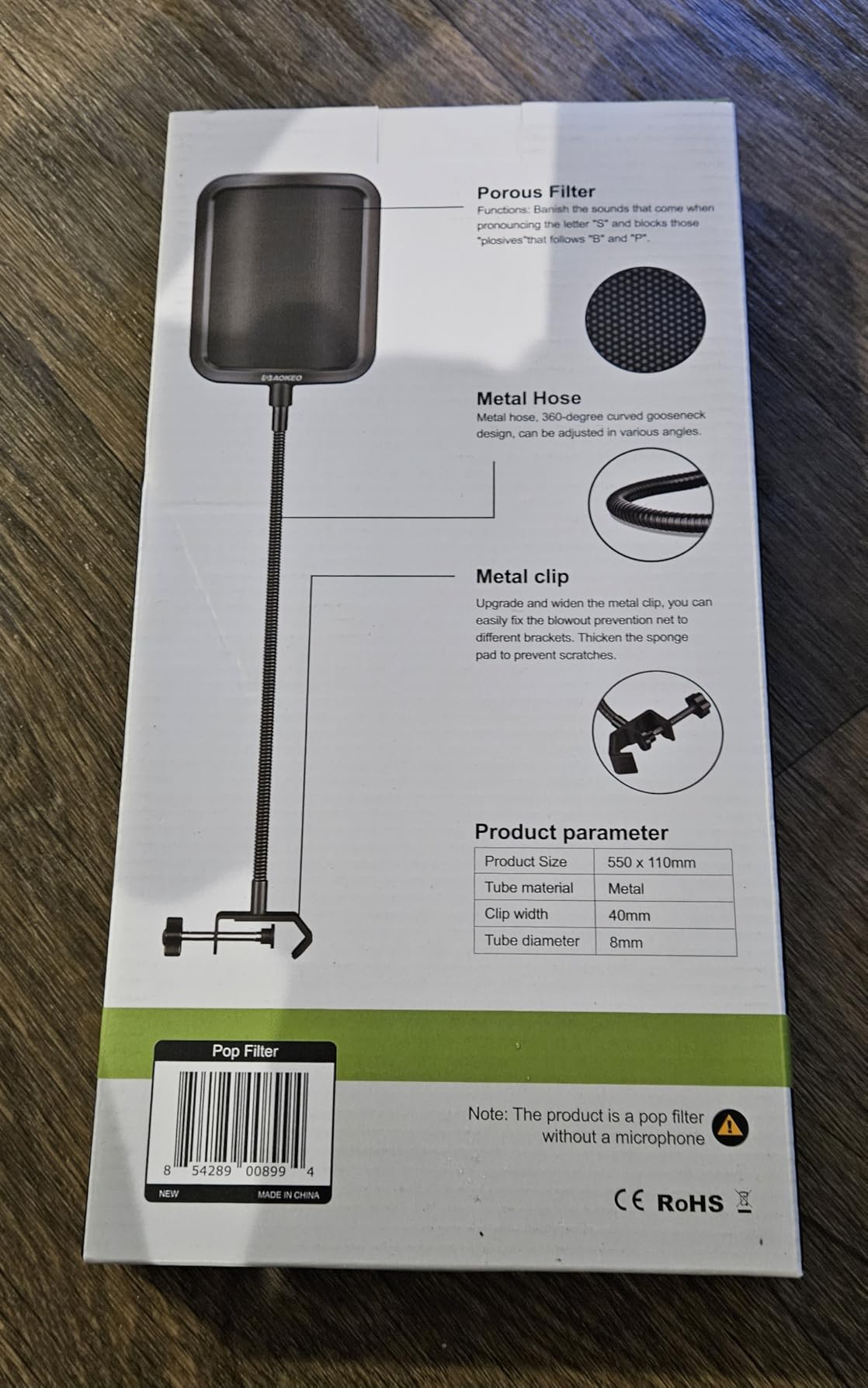Aokeo Professional Microphone Pop Filter Mask Shield For Blue Yeti and Any Other Microphone,Mic Dual Layered Wind Pop Screen With Flexible 360° Gooseneck Clip Stabilizing Arm customer photo 2