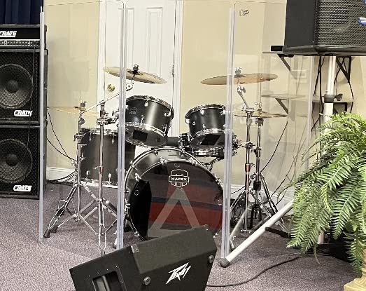 Drum Shield 5 panels 2ft wide X 5 ft tall in Acrylic Drum cage with full length flexible Hinges (5panels 2ftX5ft) drum screen, sound isolation, Made in USA customer photo 1