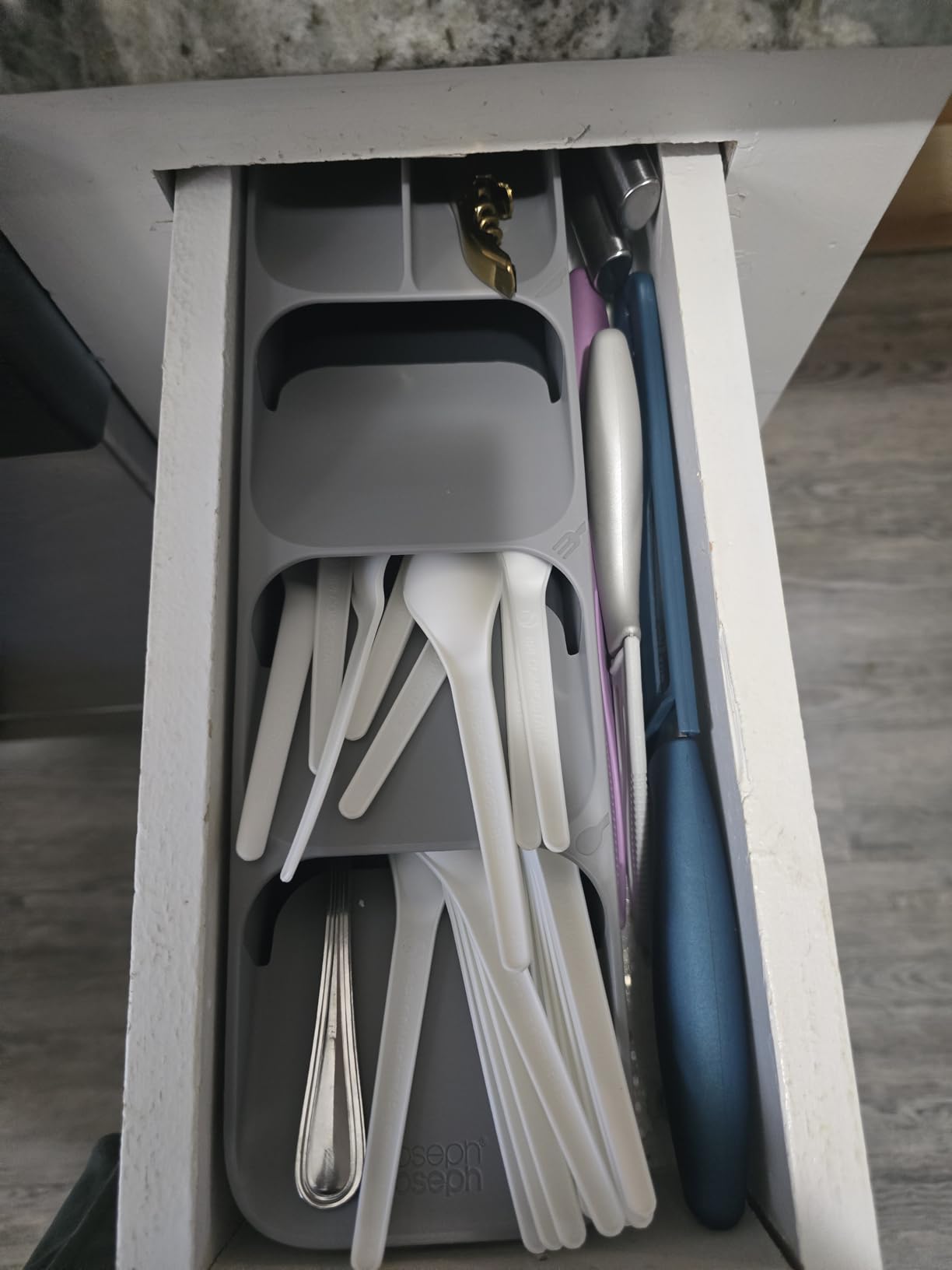 Joseph Joseph DrawerStore Compact Utensil Organizer For Kitchen Drawer Silverware, Flatware Tray, Small, Grey customer photo 2