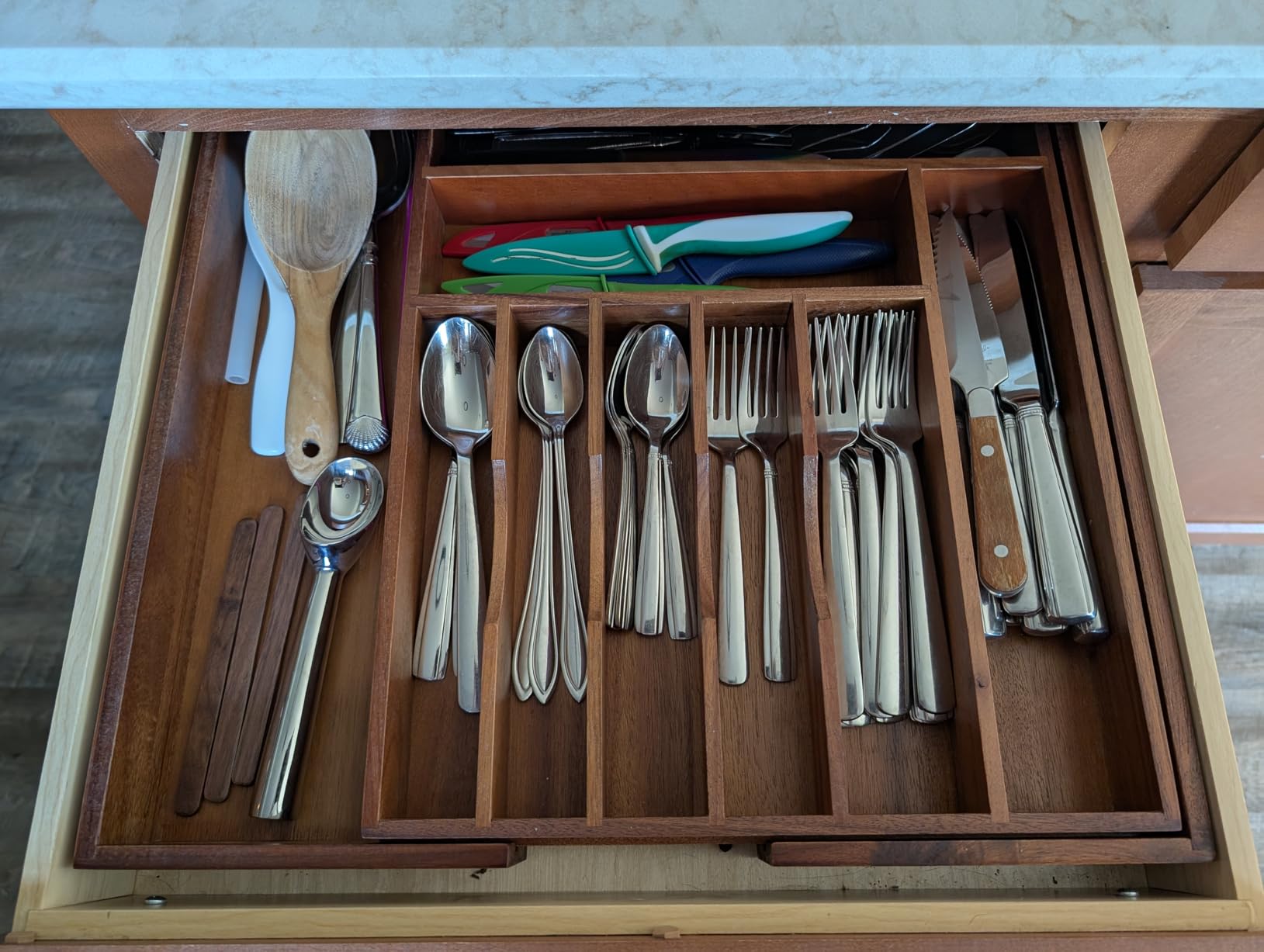 KitchenEdge Silverware & Utensil Drawer Organizer, 18-33 in, Bamboo customer photo 1