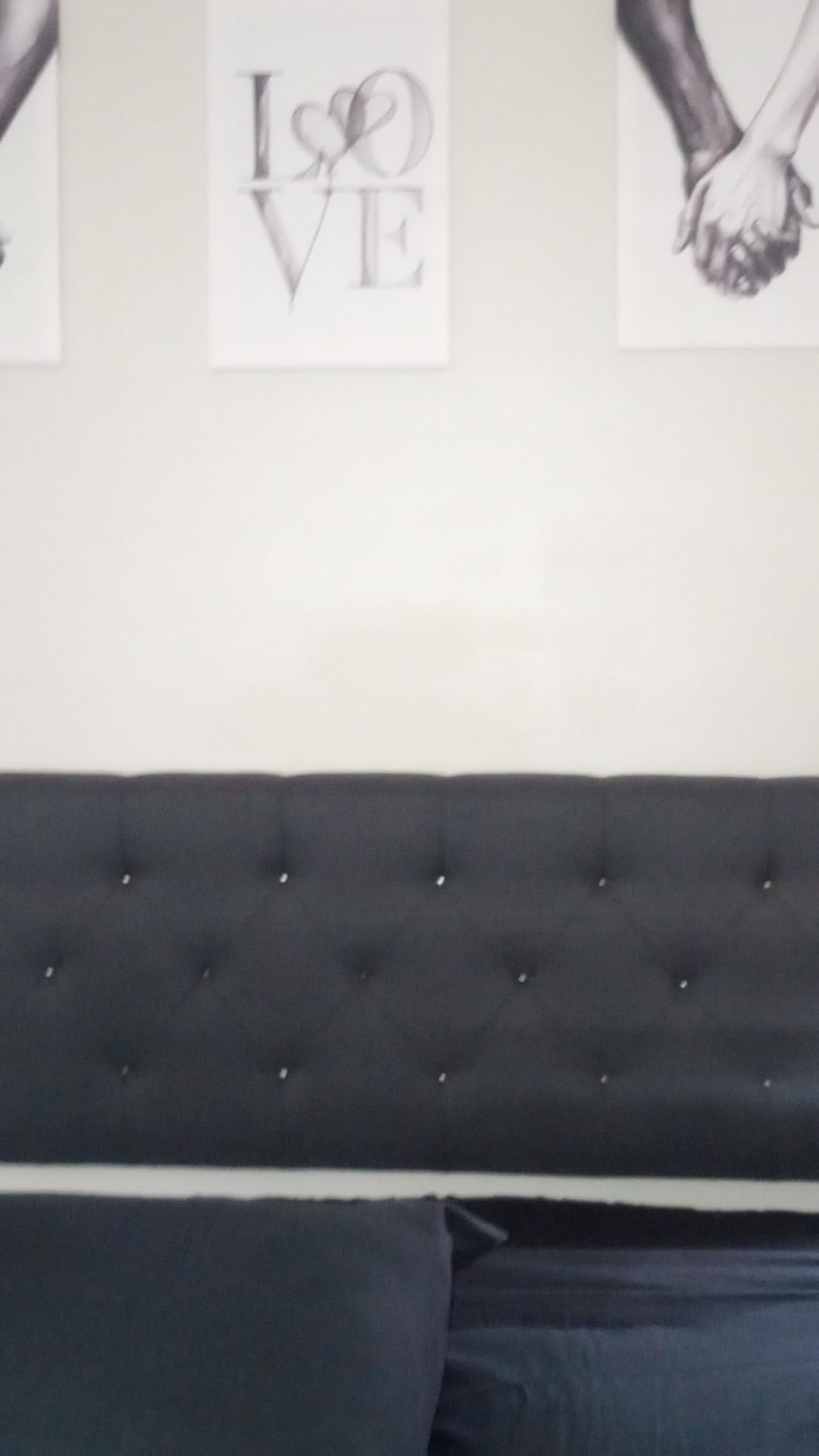 Lucid Mid-Rise Upholstered Headboard - Diamond Tufted - Padded Polyester - Adjustable Height from 34” to 46” - Easy Assembly - Bed Frame or Wall Mount - Sturdy - Pearl - Queen Size customer photo 2