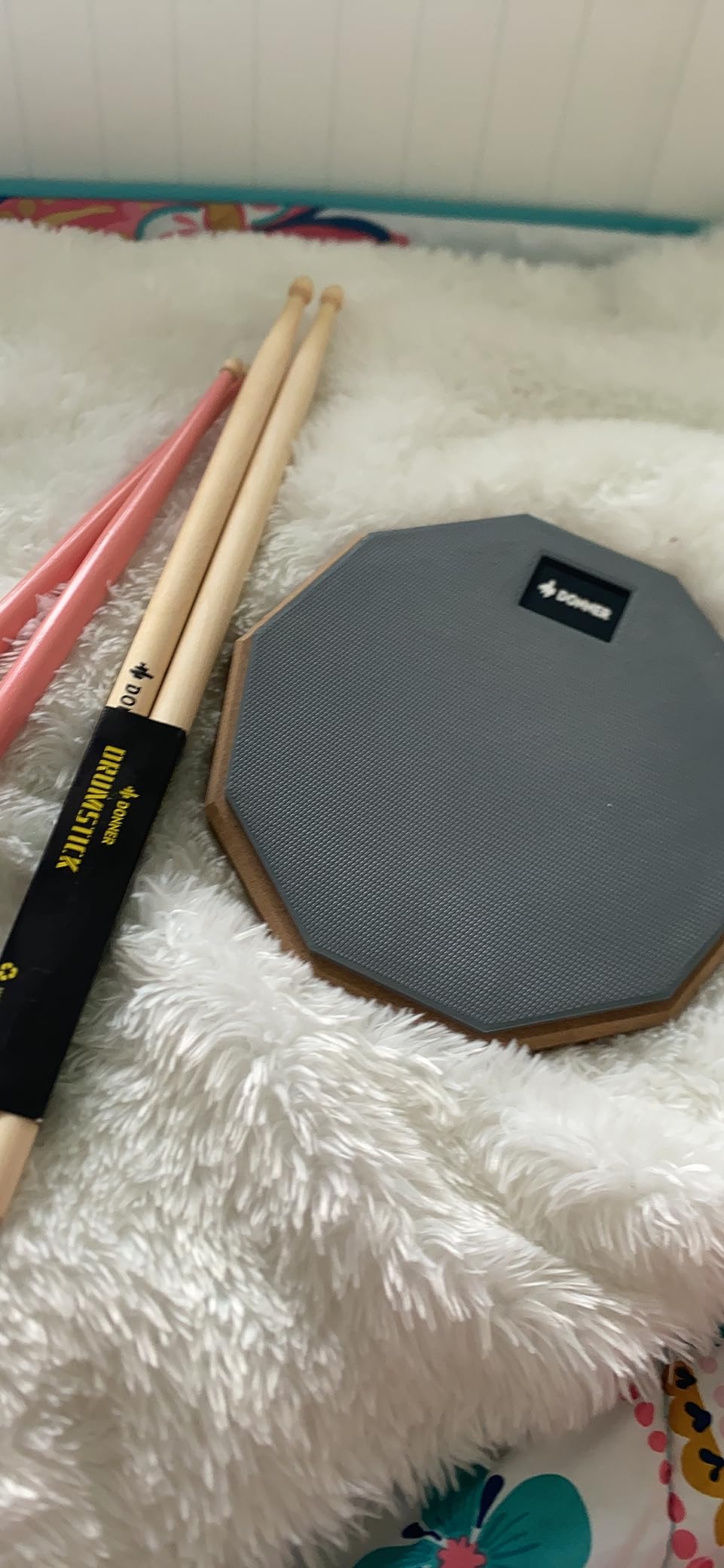 Donner 12 Inches Drum Practice Pad Silent Drum Pad Set Blue 2-Sided With Drum Sticks customer photo 1