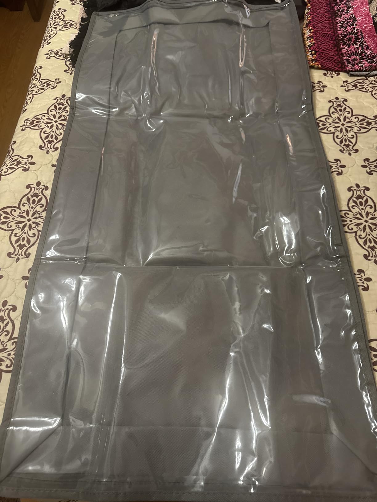 Onlyeasy Foldable Underbed Bags 2 Pack - Blankets Clothes Comforters Storage Bag Breathable Zippered Organizer for Bedroom with Clear Window and 4 Handles, 39.4x19.7x5.9 in, Linen-like Grey, MXDUBBP2 customer photo 2