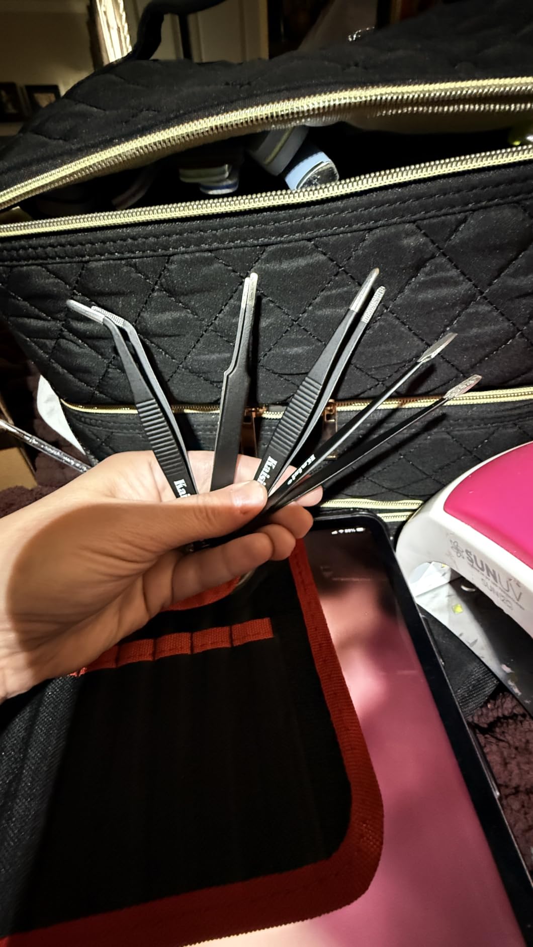 Precision Tweezers Set, Kaisi 12 PCS ESD Tweezer Set, Anti-Static Stainless Steel Tweezers Kit Curved Tweezers for Craft, Jewelry, Electronics, Laboratory Work customer photo 1