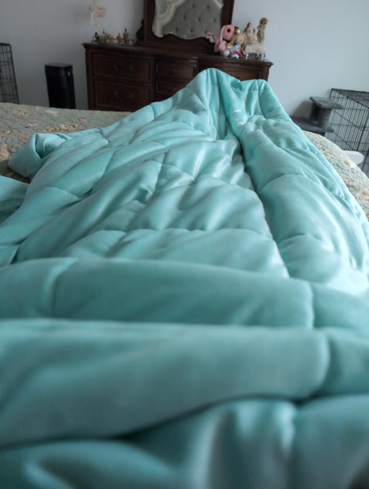ALANSMA Reversible Weighted Blanket for All Season, Luxury Velvet, Warm and Cool, Adult 20Lb Blue Weighted Blanket, Enjoy Sleeping Anywhere(Blue,60