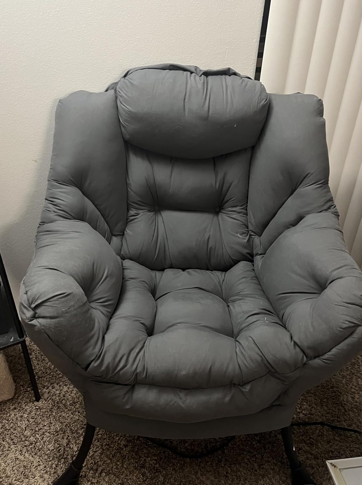 HollyHOME Lazy Chair with Armrest and Side Pocket, Comfy Accent Lounge Chair,Leisure Sofa Armchair for Living Room, Bedroom, Dorm, or Small Spaces, Oversized Reading Sofa Chair,Dark Grey customer photo 1
