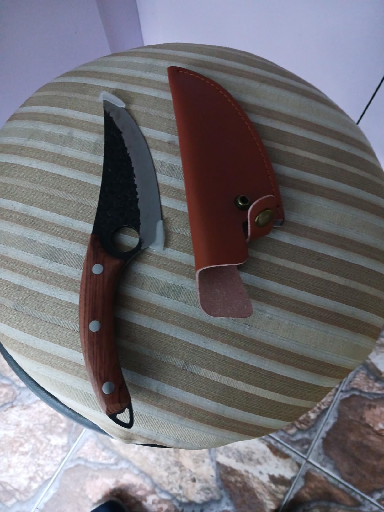 Dream Reach Forging Serbian Chef Knife Kitchen Chef Knives Full Tang High Carbon Clad Steel Almasi Butcher Cleaver with Leather Sheath Thanksgiving Gifts for Men Women (B-Almasi Knife) customer photo 1