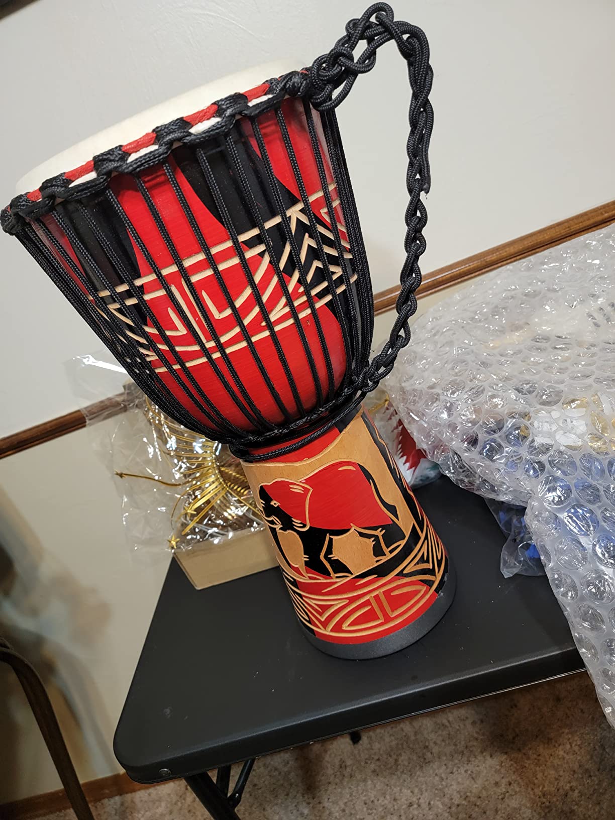 Djembe Drum, AKLOT African Drum Hand-Carved 8 inches Mahogany Goatskin Drumhead for Adults Starter Beginners customer photo 1