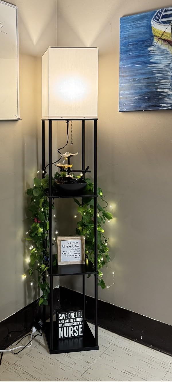 SUNMORY Floor Lamp with Shelves, Standing Lamps for Living Room, Black customer photo 1