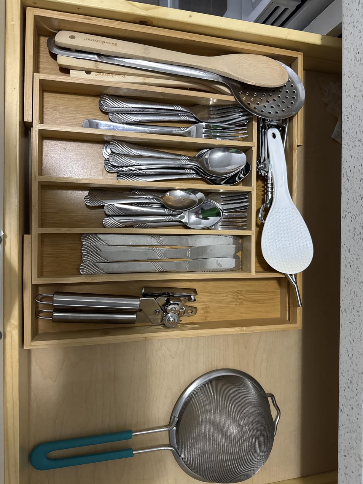 Bellsal Silverware Organizer Kitchen Drawer Organizer Expandable Bamboo Utensil Holder Cutlery Tray for Kitchen Utensil and Flatware Bedroom Office customer photo 1