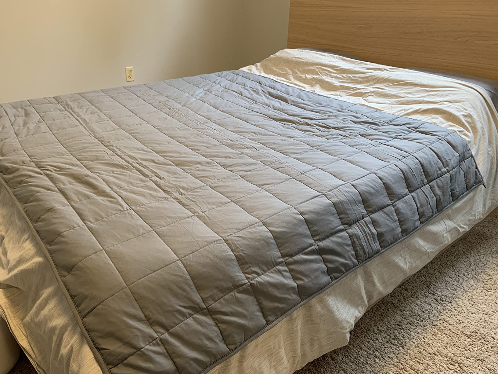 BB BLINBLIN Weighted Blanket Heavy Blanket for Cool & Restful Sleep, Premium Soft Material and Glass Beads (Dark Grey, 80''x87'' 25lbs), Two Persons(110~190lb) Sharing Use on Queen/King Bed… customer photo 2
