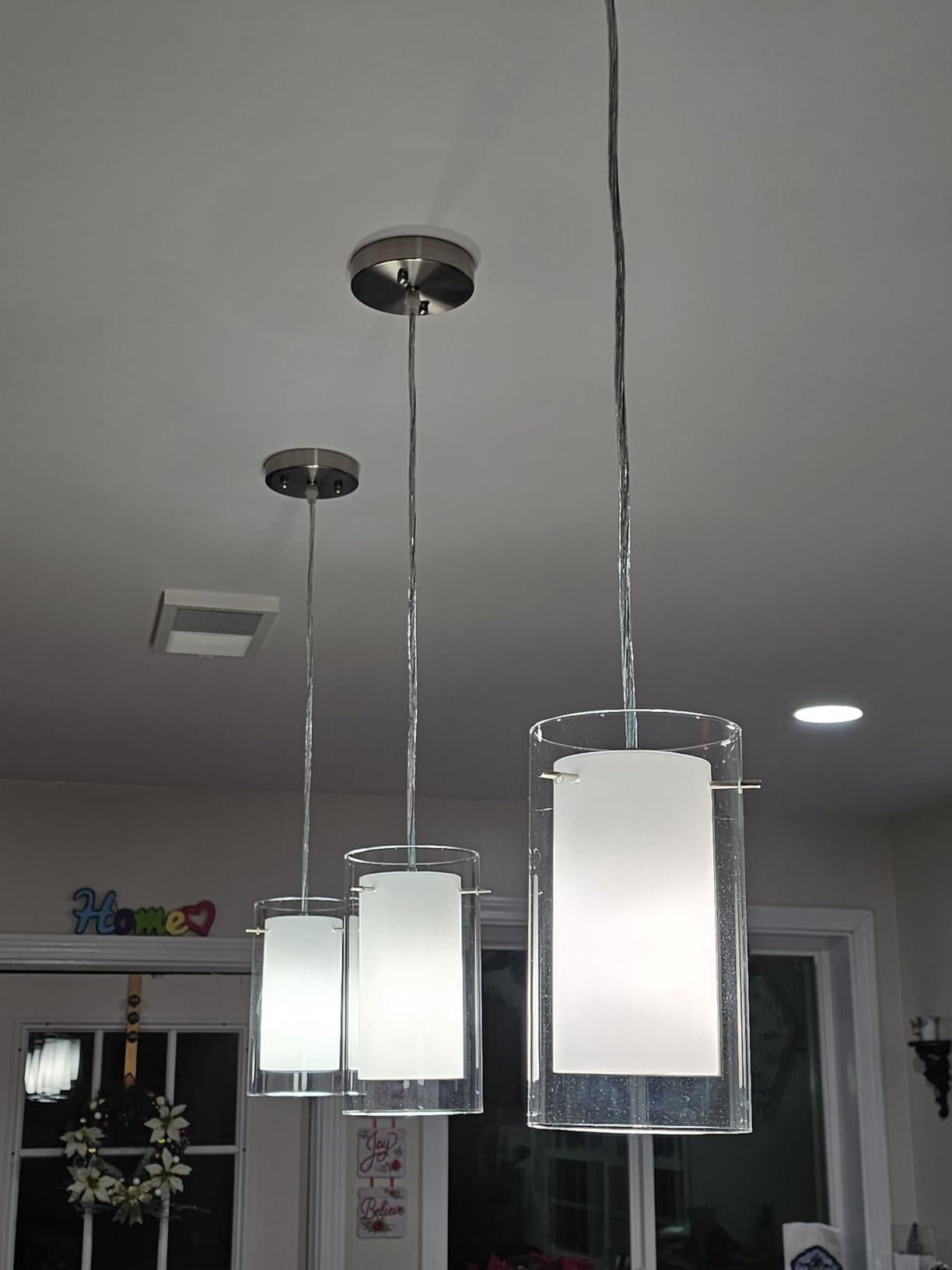 AKEZON Pendant Lights Kitchen Island 2 Pack, Brushed Nickel, Adjust Height customer photo 2