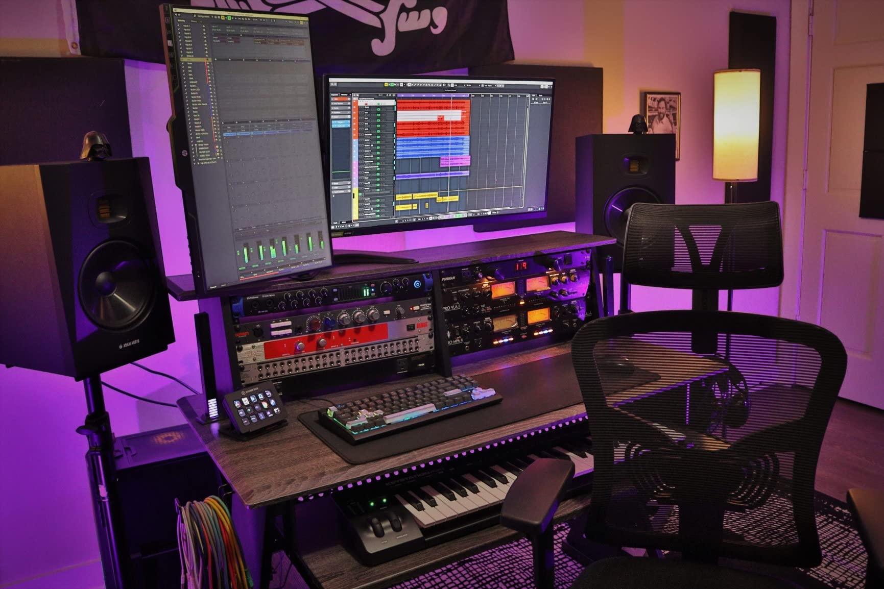Acme Furniture Rectangular Music Desk Table with Earphone Rack, Natural and Black customer photo 2