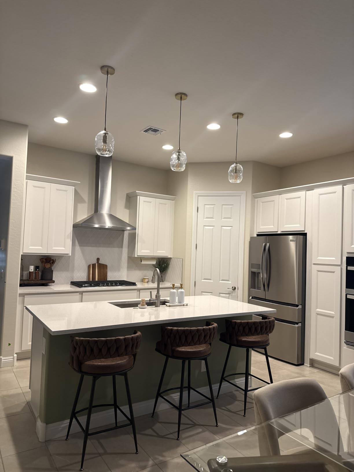 CASAMOTION Pendant Lights Kitchen Island, Gold, Clear Art Glass 2 Pack customer photo 1