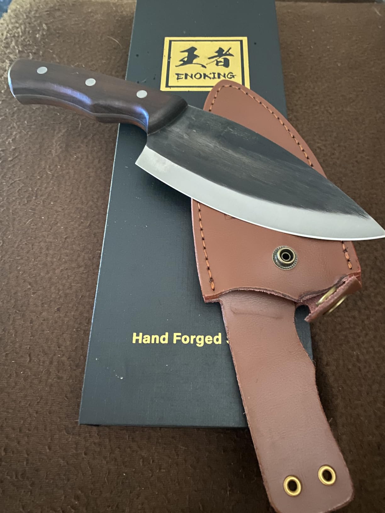 ENOKING 7.5″ Cleaver Knife, Chef’s Knives – Hand Forged, German High Carbon Stainless Steel Butcher Knife with Full Tang Handle for Home Kitchen & Restaurant customer photo 2