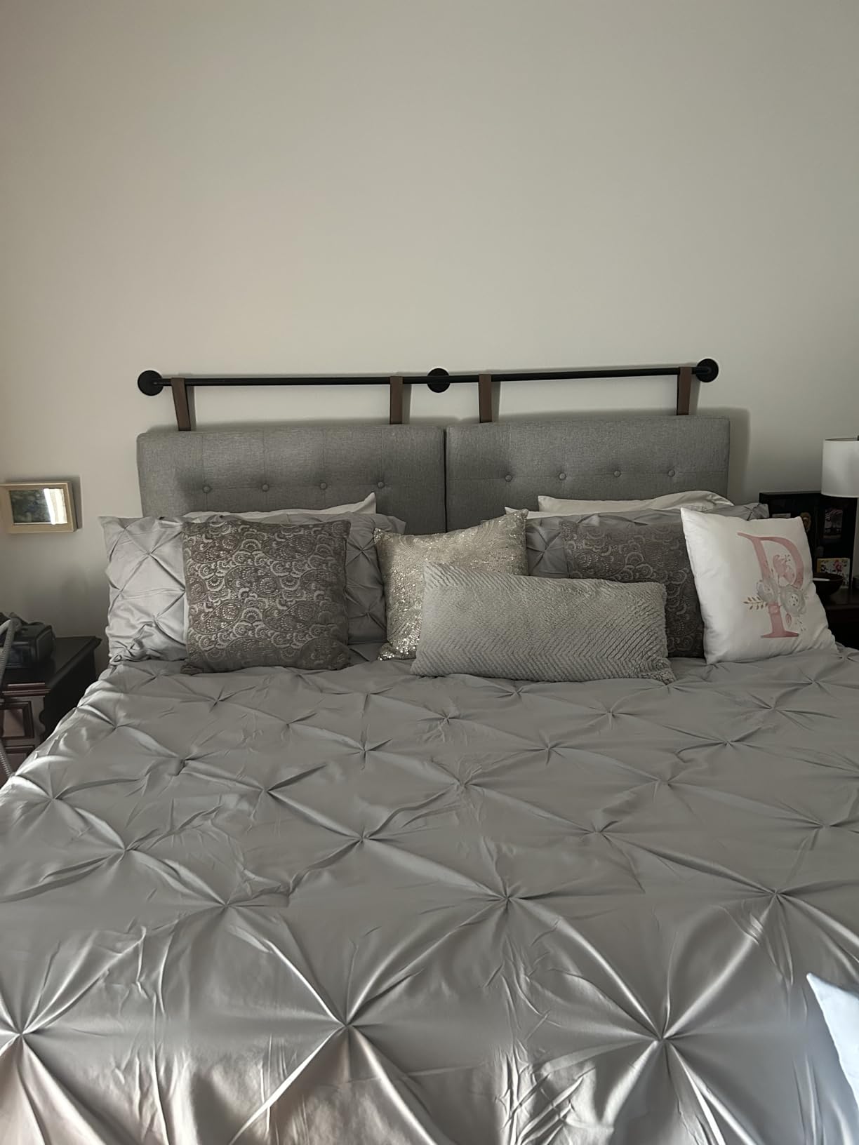 Headboards for Queen Size Bed,Head Board Wall Mounted Headboard with Fine Linen Upholstery and Button Tufting, Adjustable Heigh Headboard for Bedroom(Queen,Grey) customer photo 1