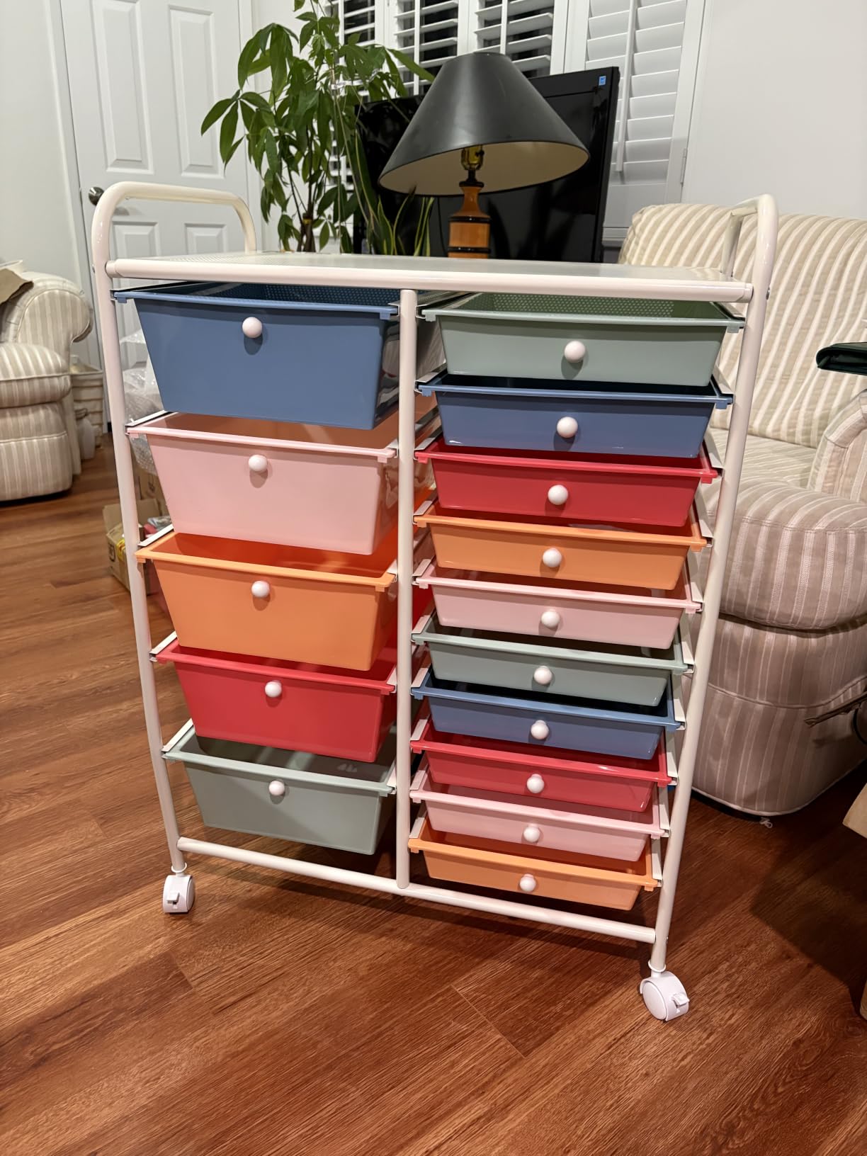 Giantex 15 Drawers Rolling Cart, Classroom Organizers, Storage Cart with Wheels, for Teacher Office Home School Supplies Tool Craft Art Paper customer photo 1