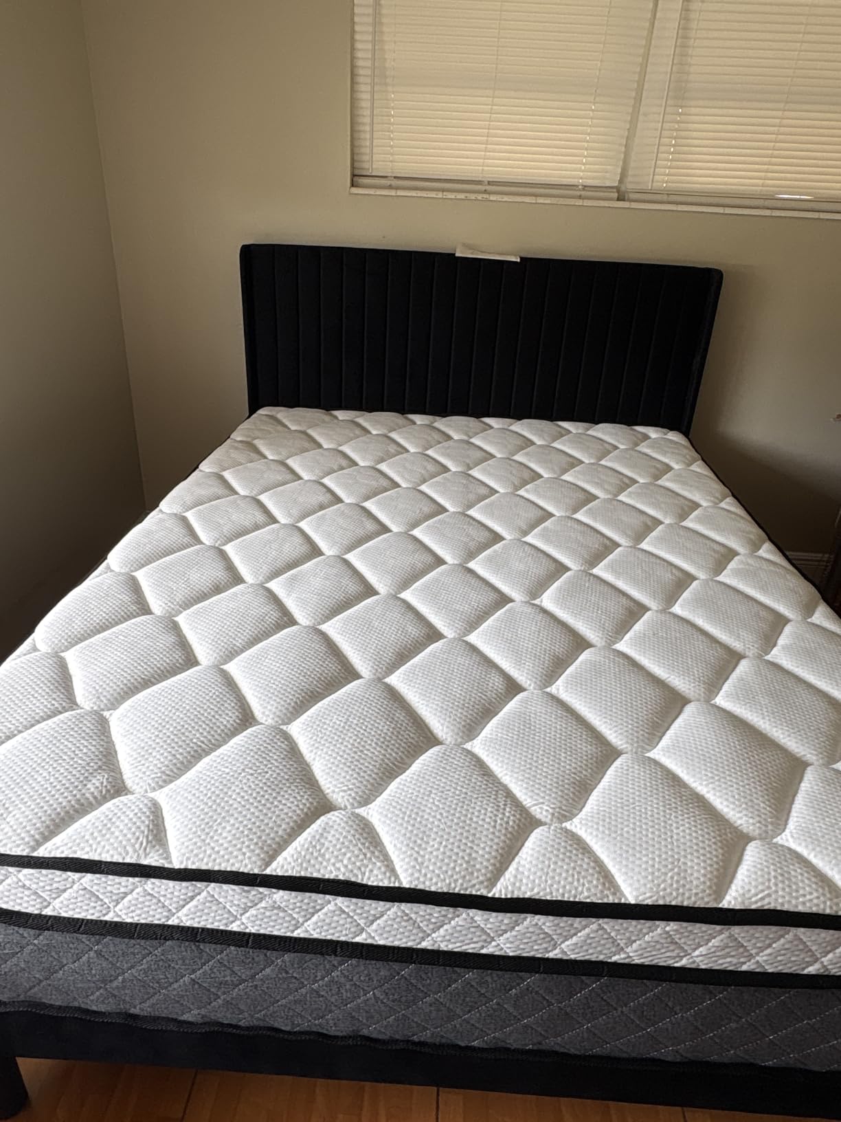 Allewie King Size Velvet Bed Frame/Vertical Channel Tufted Wingback Headboard/Upholstered Platform Bed/Strong Wooden Slats/No Box Spring Needed/Easy Assembly/Black customer photo 2
