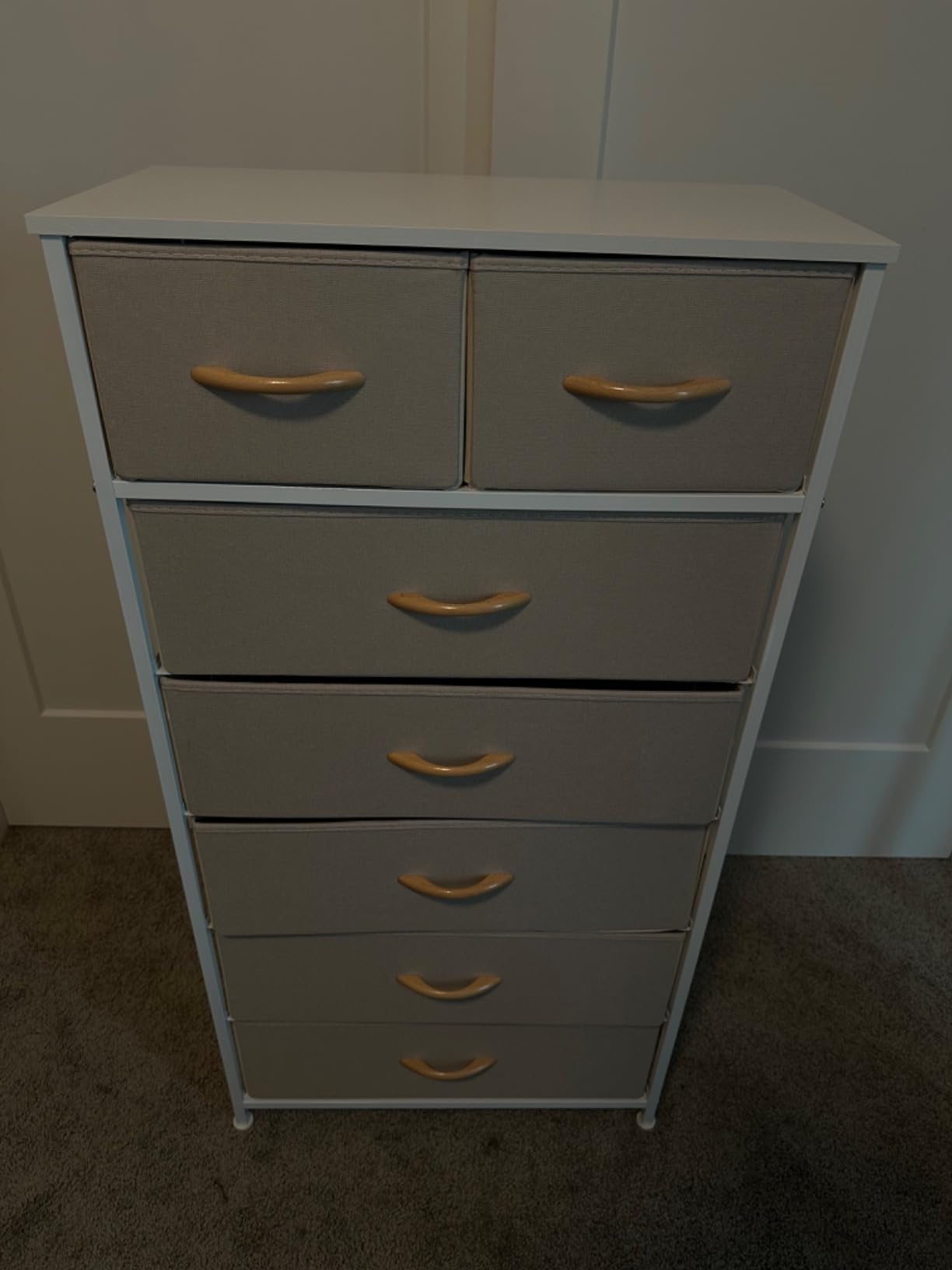 Tall Dresser for Bedroom, 6 Drawers Vertical Fabric Dresser (White) customer photo 2