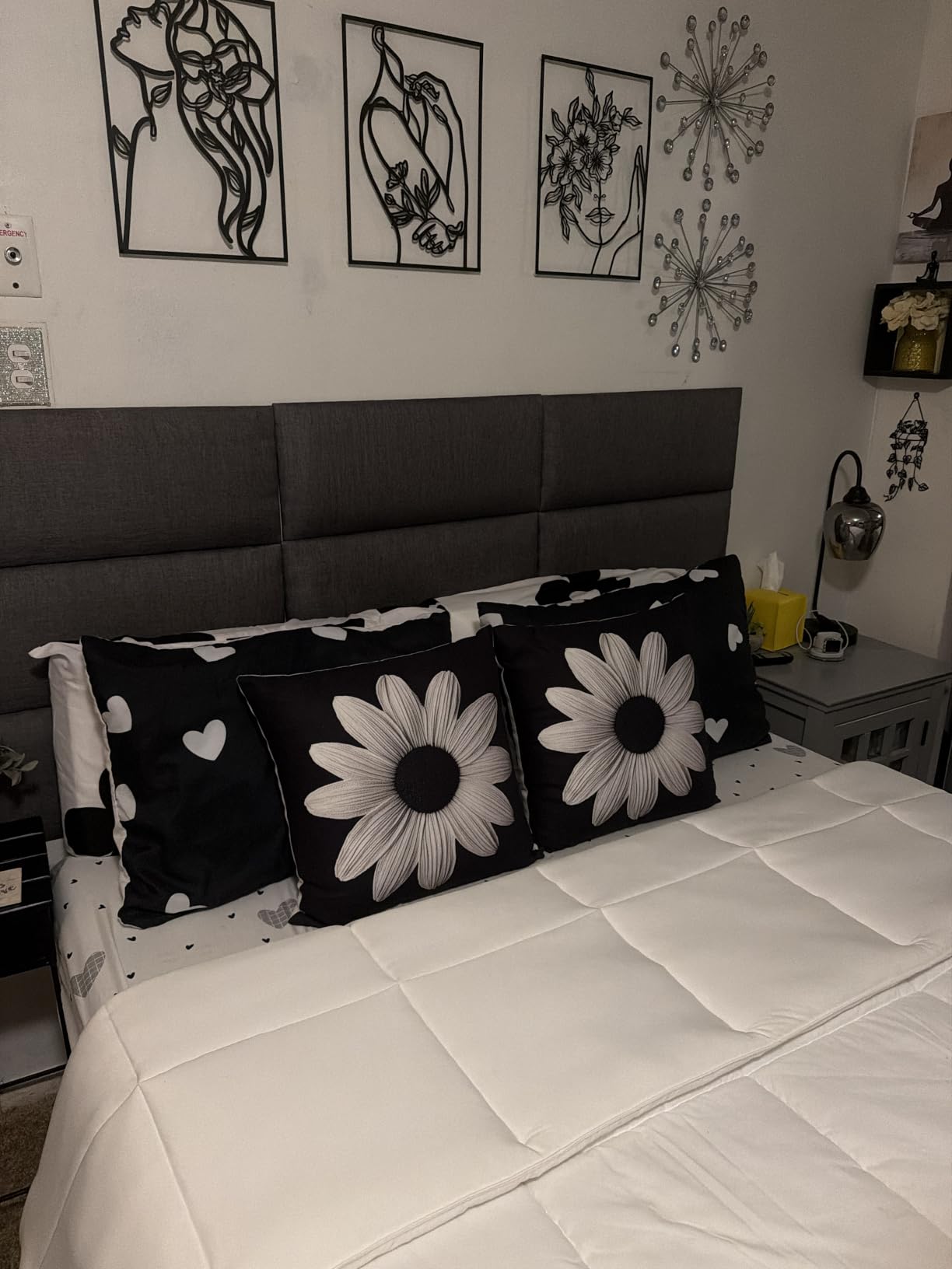 IFNOW Wall Mounted Headboard, Peel and Stick Panels, Dark Grey, Queen customer photo 2